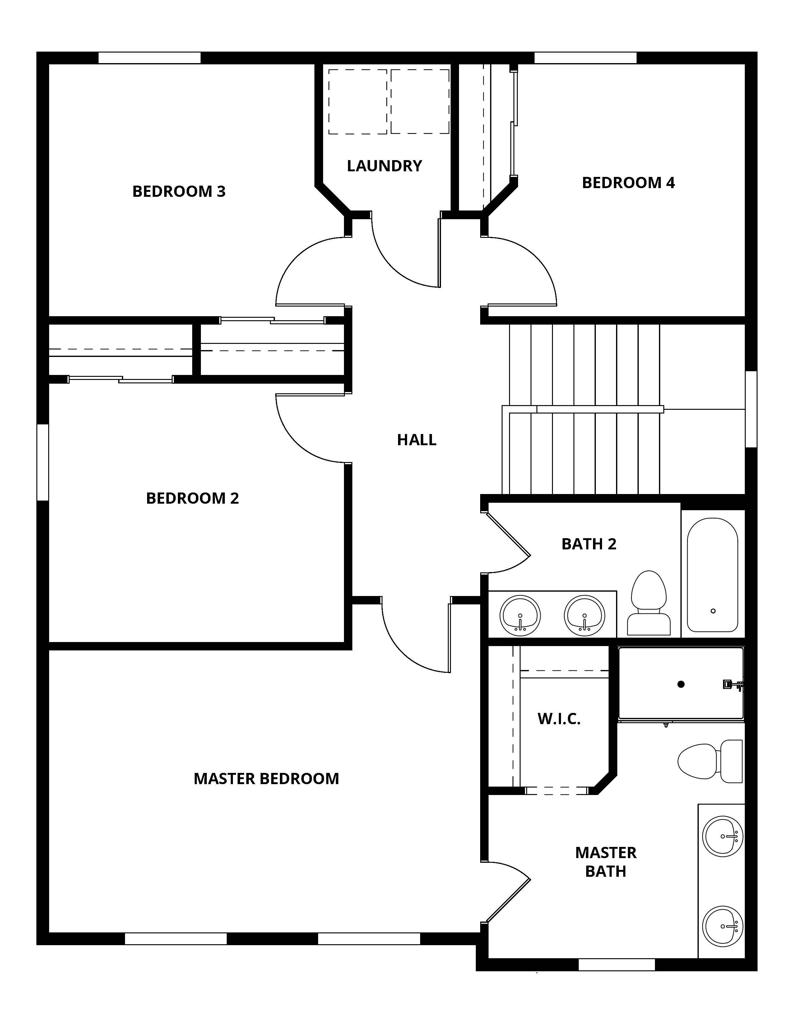 The second floor of the Lily has the bedrooms.