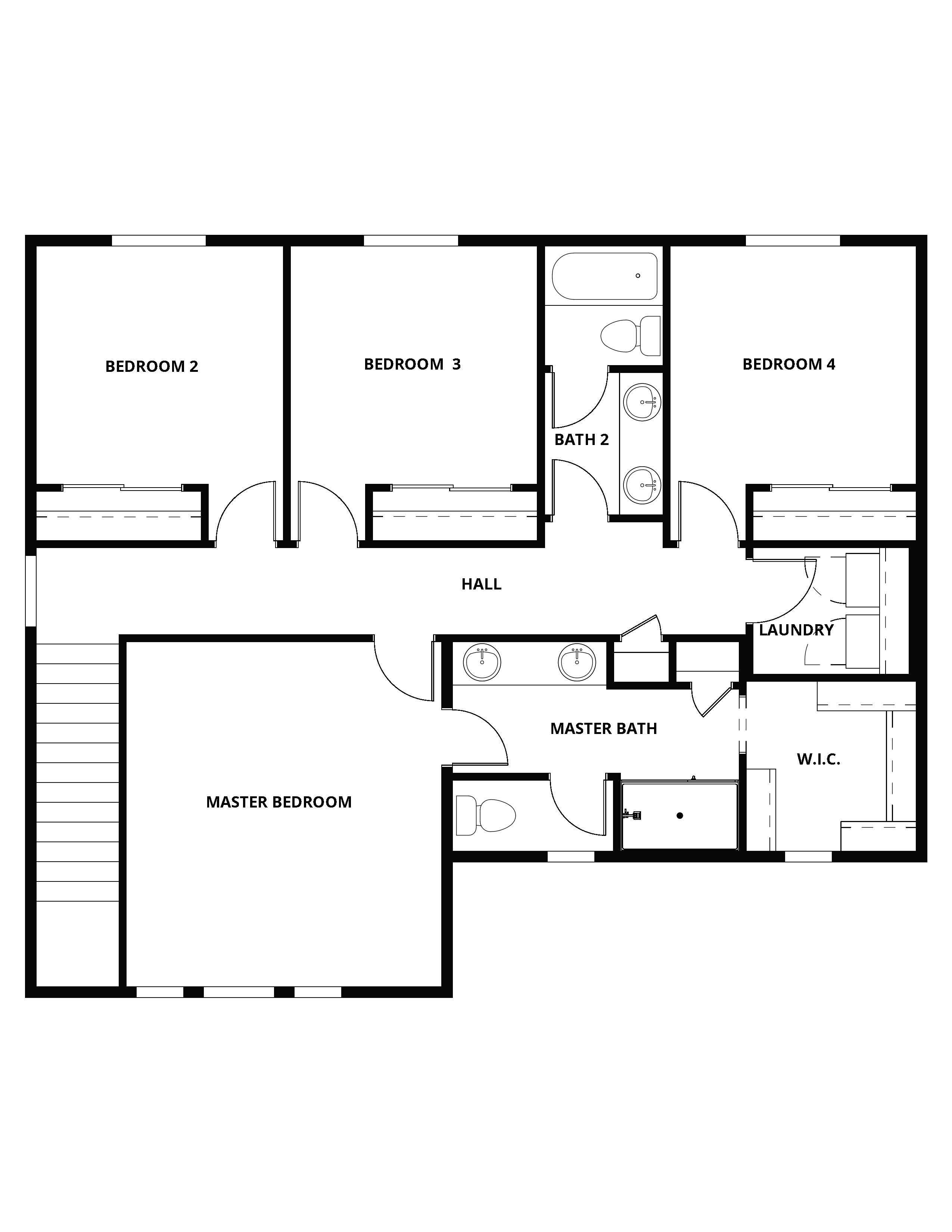 The second floor of the Pagosa has the bedrooms.
