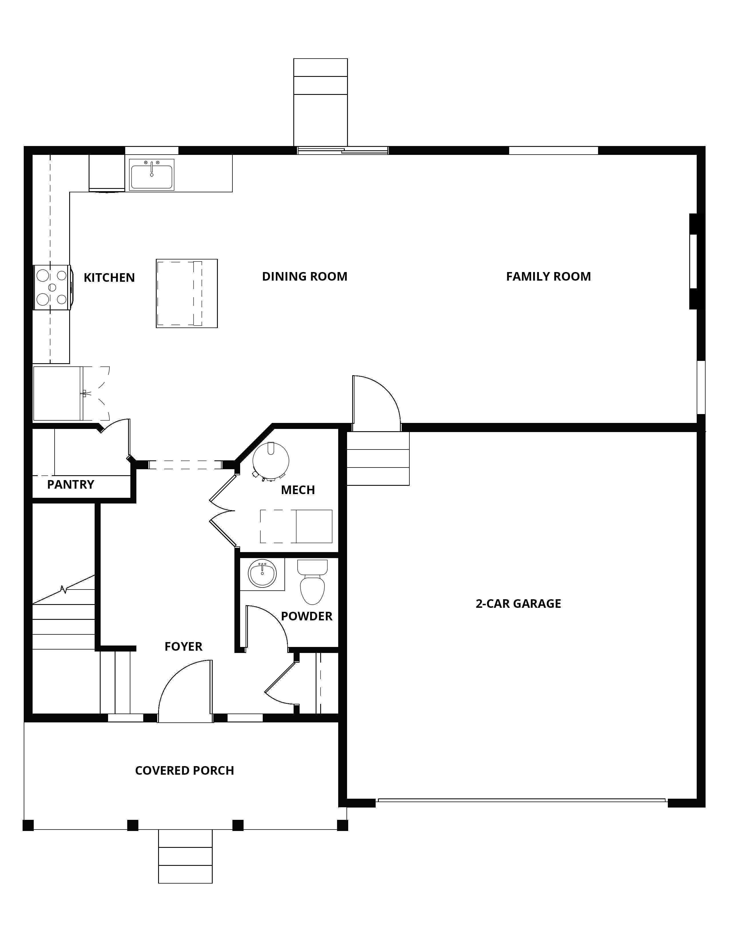 The first floor of the Pagosa has the chef ready kitchen and spacious family room.