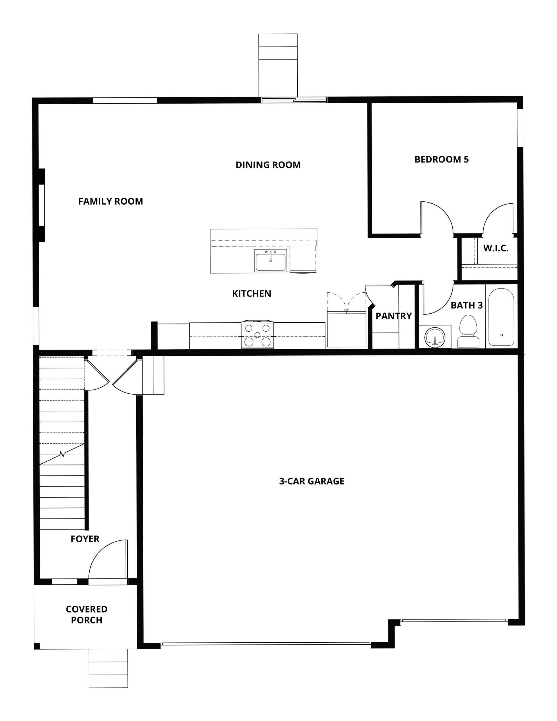 The first floor of the Trinidad has the chef ready kitchen and spacious family room.