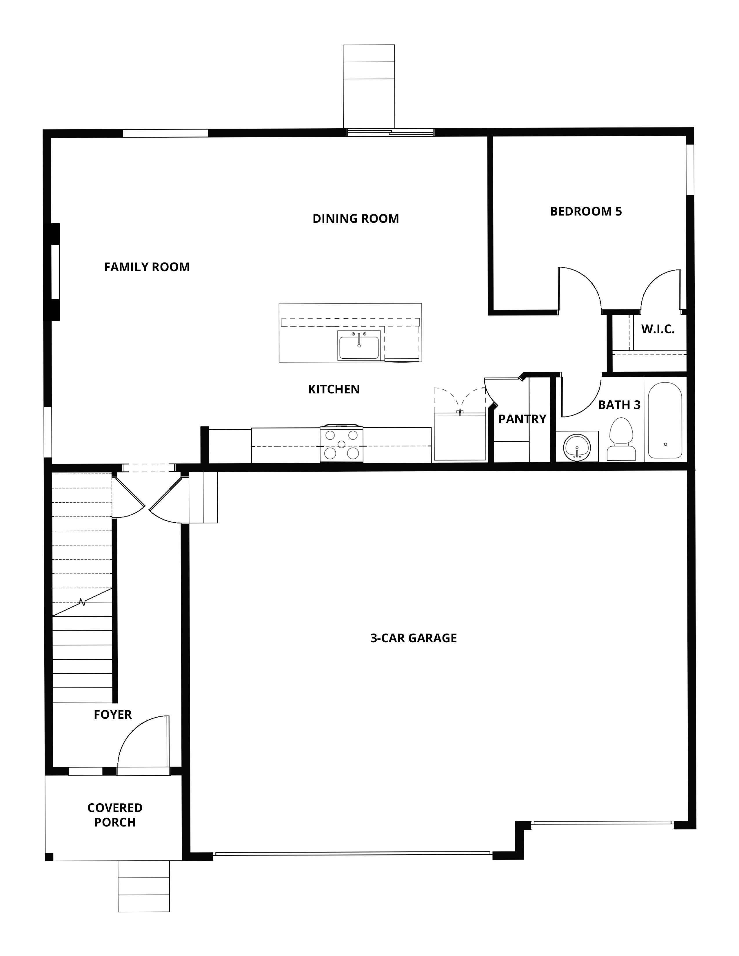 The first floor of the Trinidad has the chef ready kitchen and spacious family room.