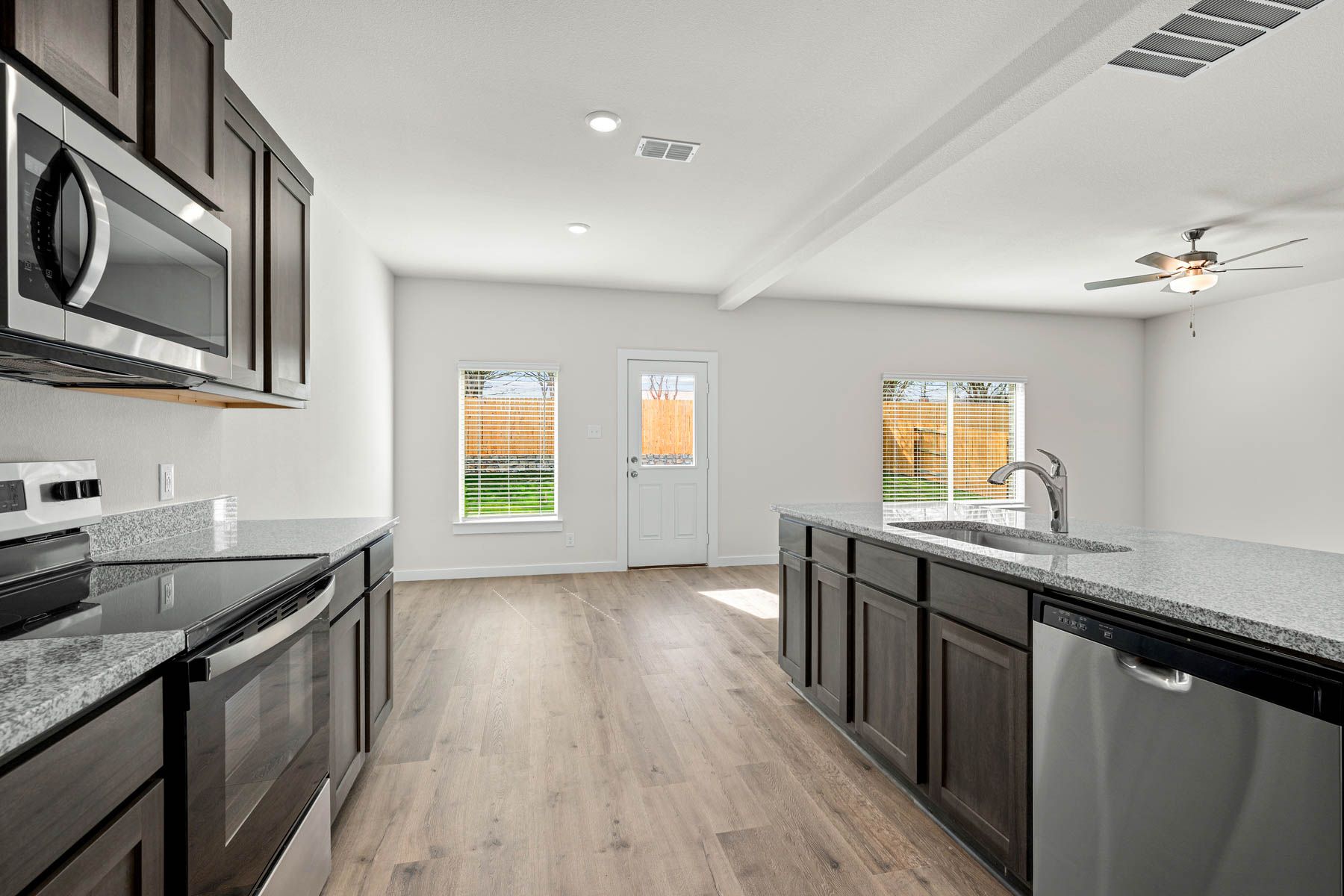 The dining room sits right off of the kitchen.