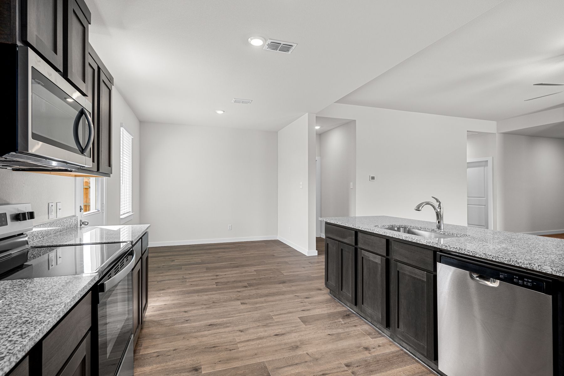 The dining room sits right off of the kitchen.