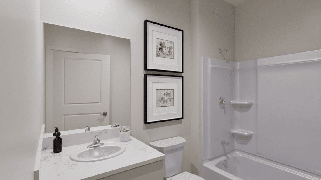 The secondary bathroom has the tub/shower combo.