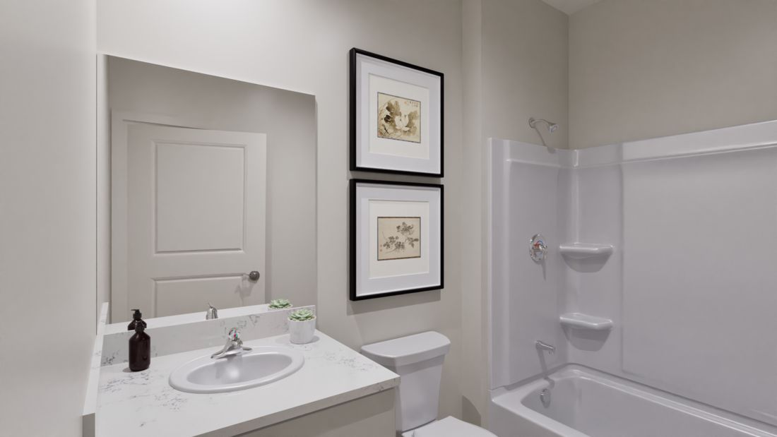 The secondary bathroom has the tub/shower combo.