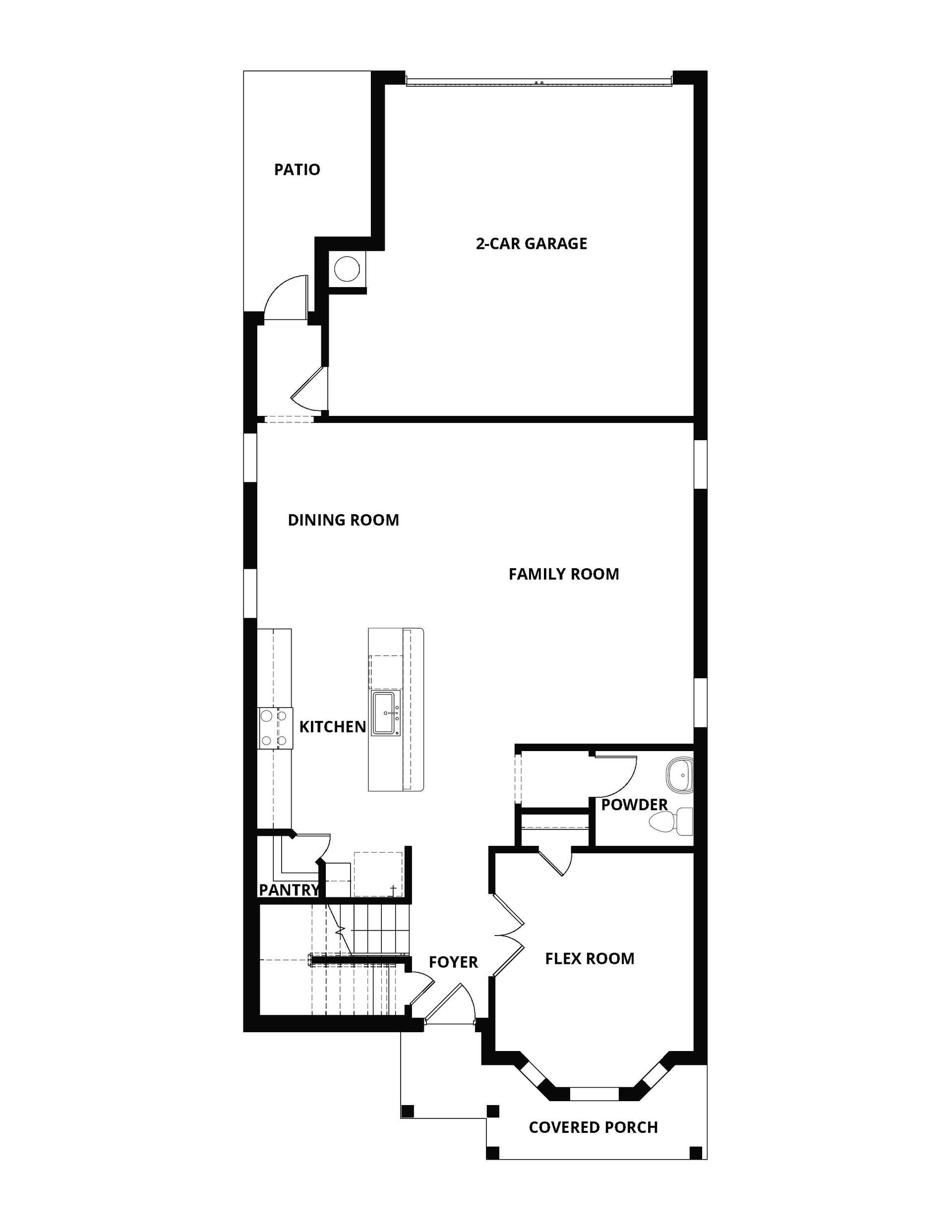 The first floor has an open concept layout. 