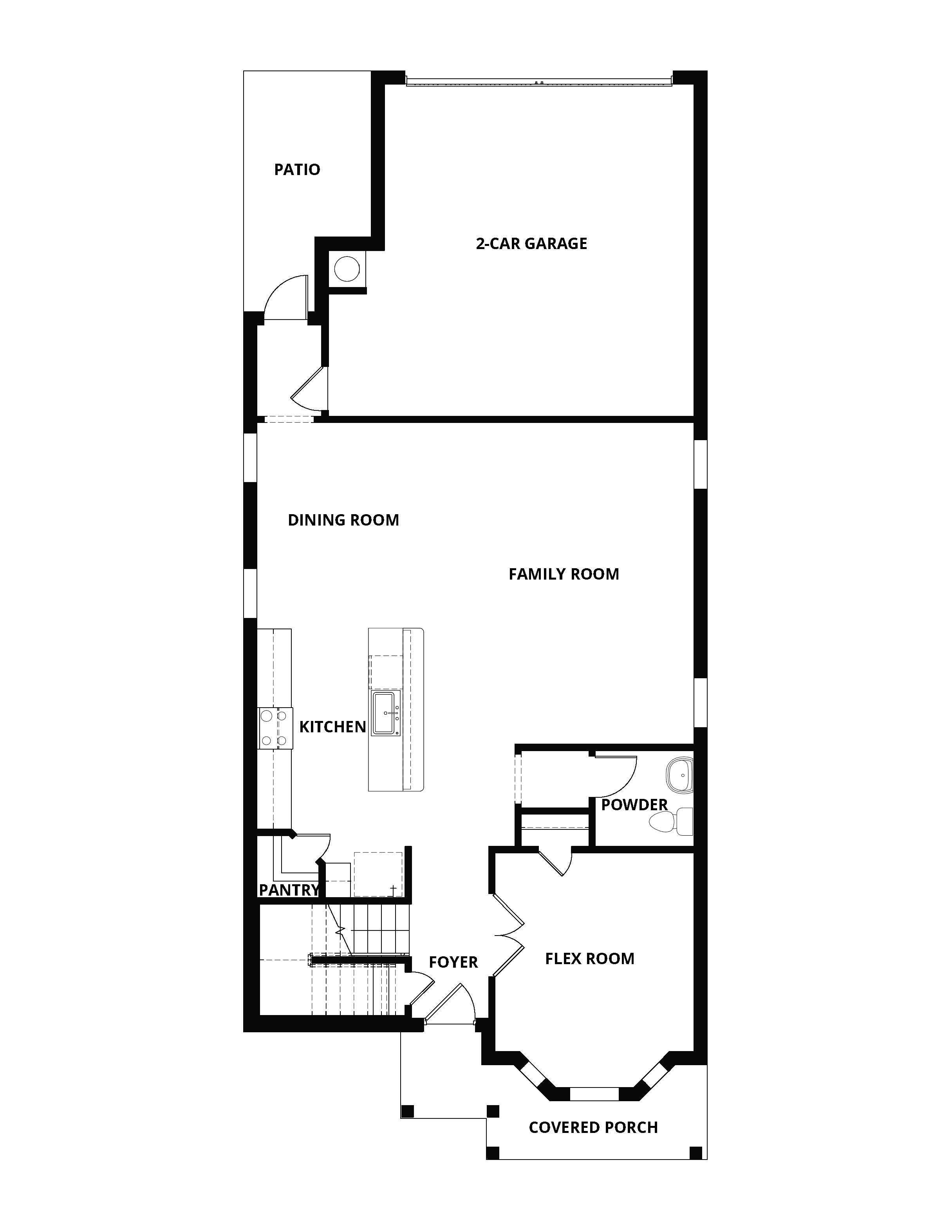 The first floor has an open concept layout. 