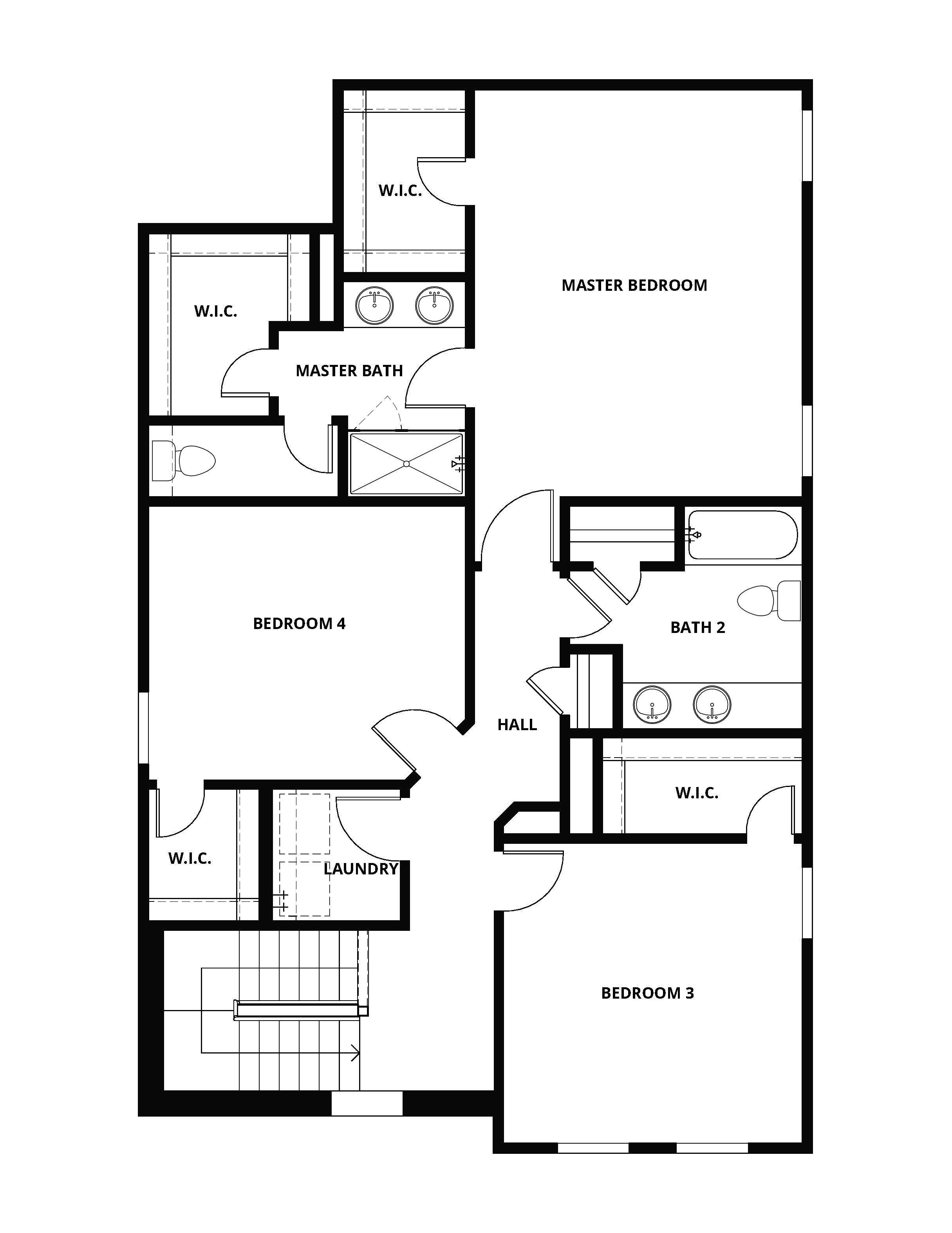 The second floor is a private living space with the bedrooms, bathrooms and laundry room.
