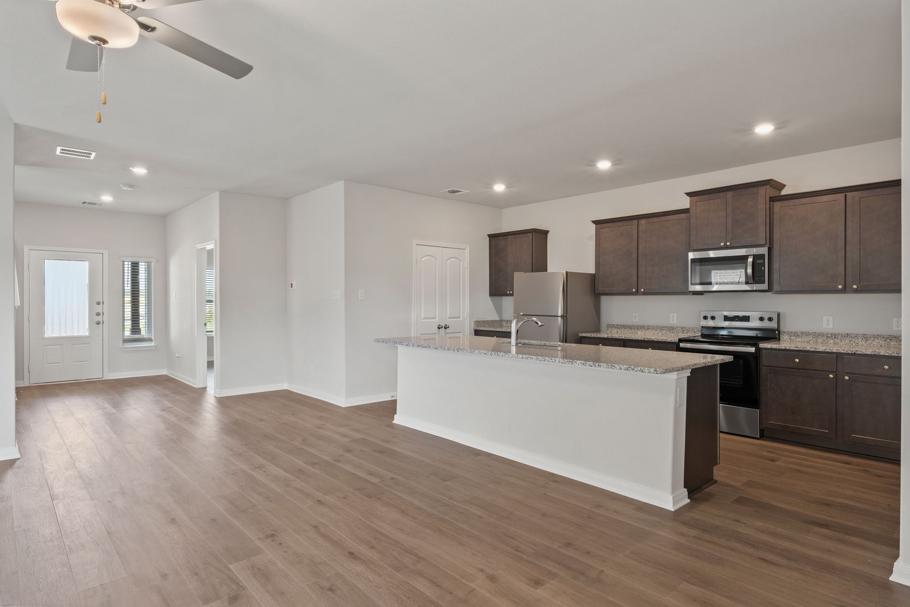 The kitchen has a wonderful island. 