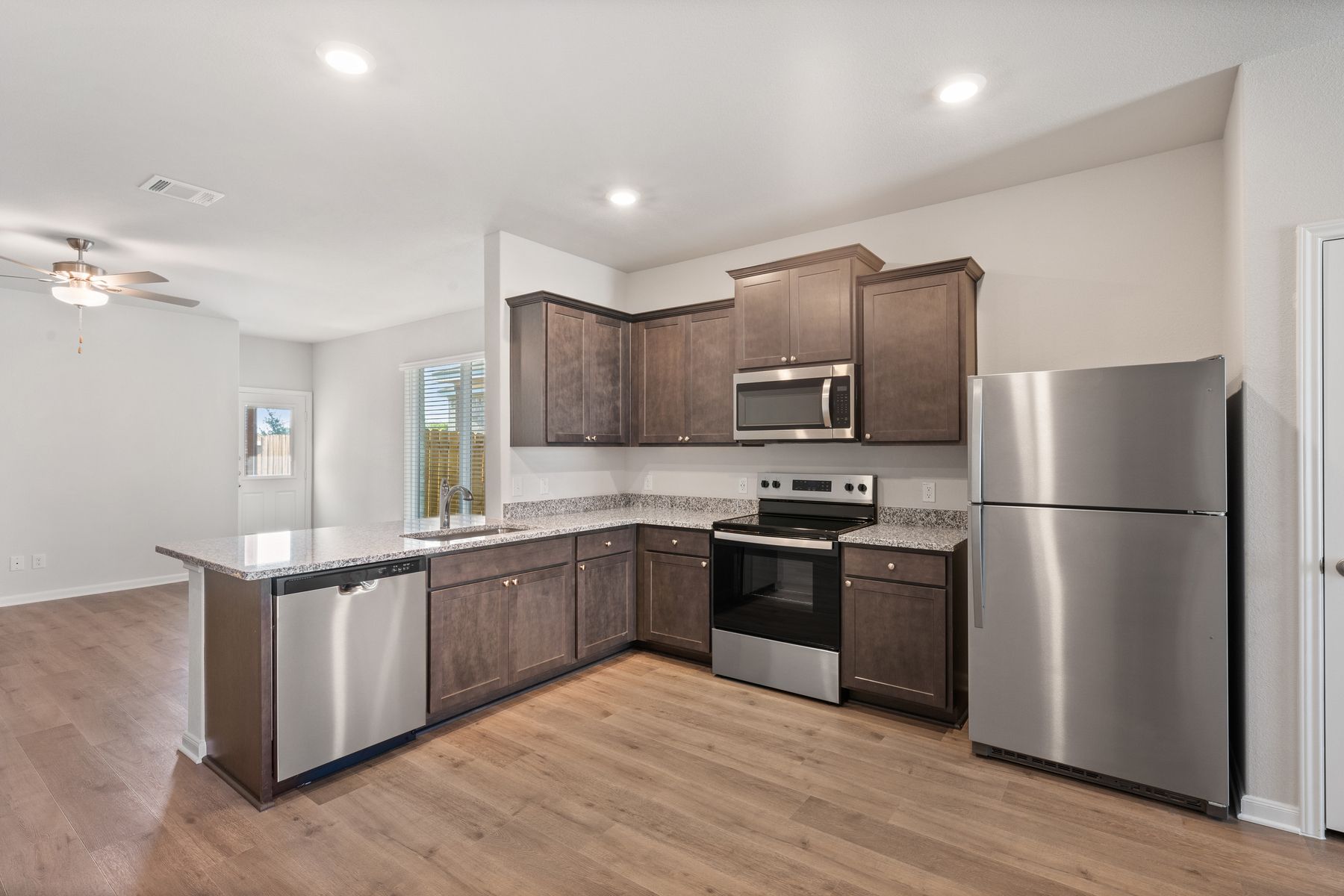 The kitchen has energy-efficient appliances.