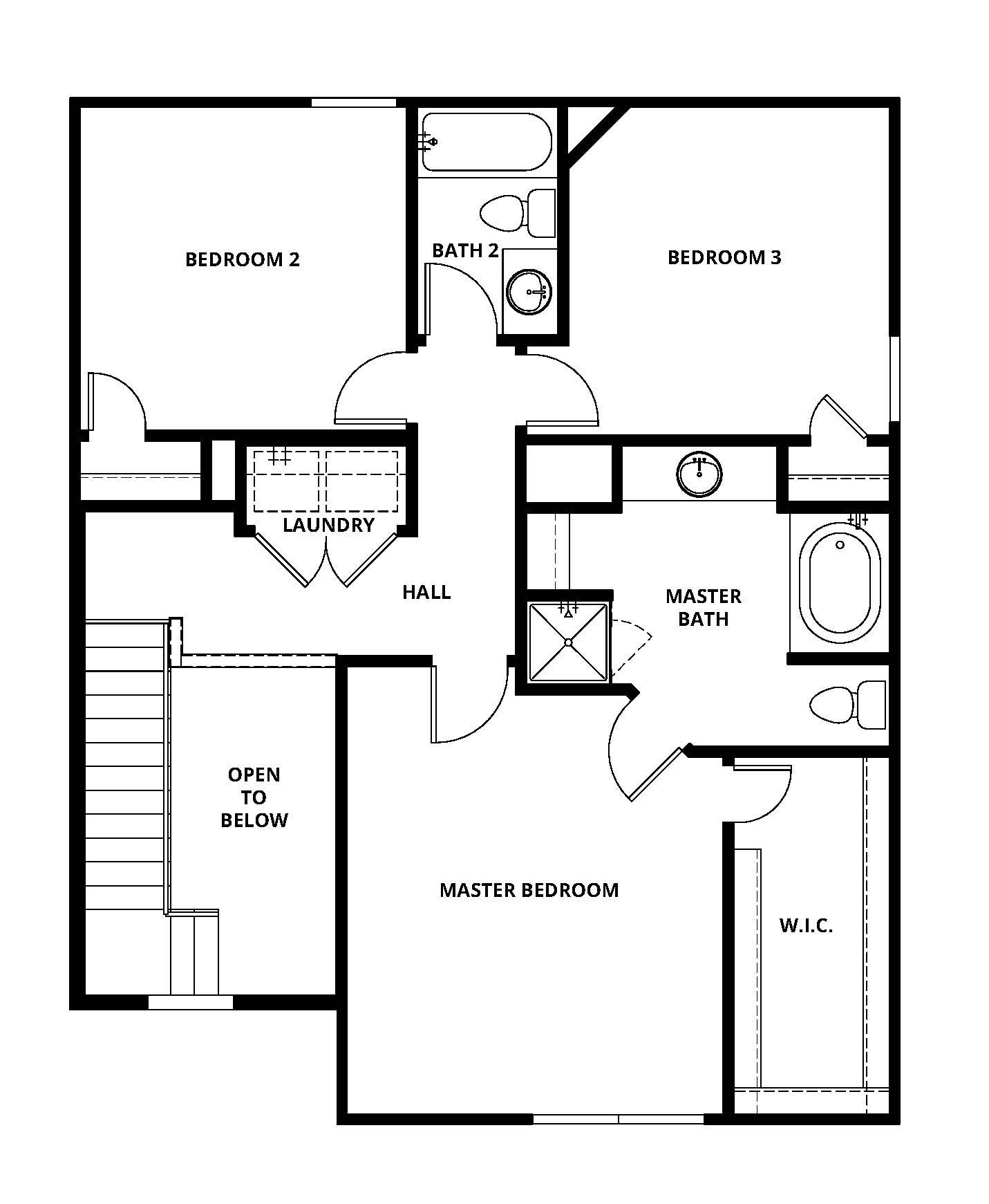 The second floor of the Cottonwood has a large loft and the secondary bedrooms. 