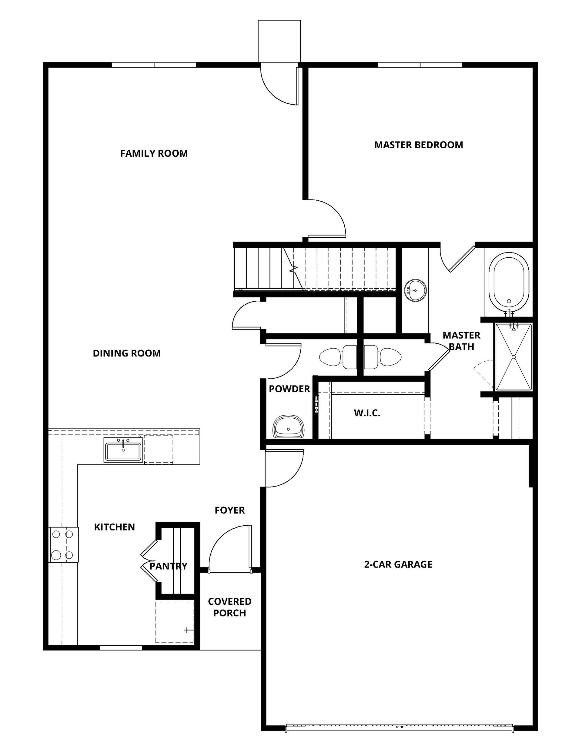 The first floor of the Cottonwood has open living spaces.