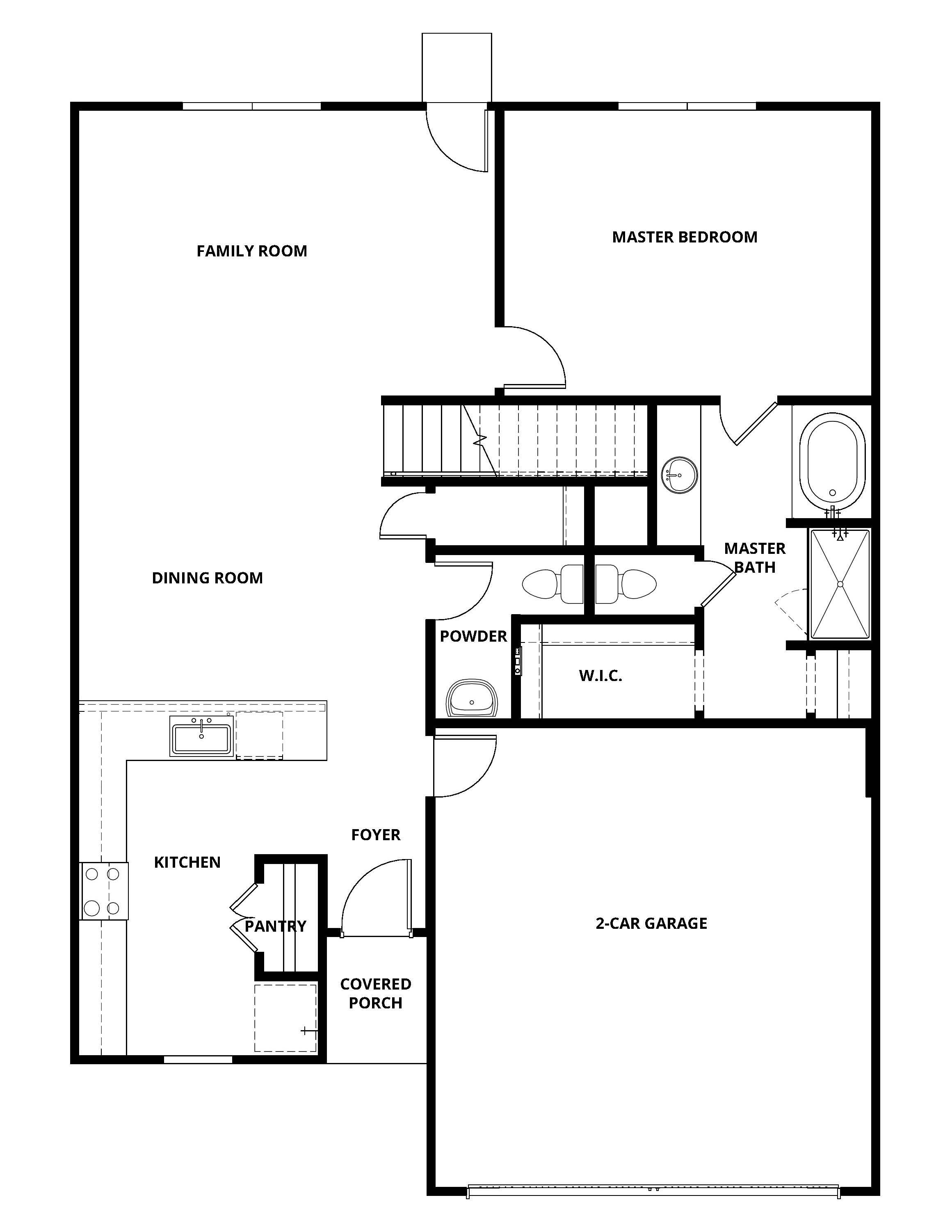 The first floor of the Cottonwood has open living spaces.