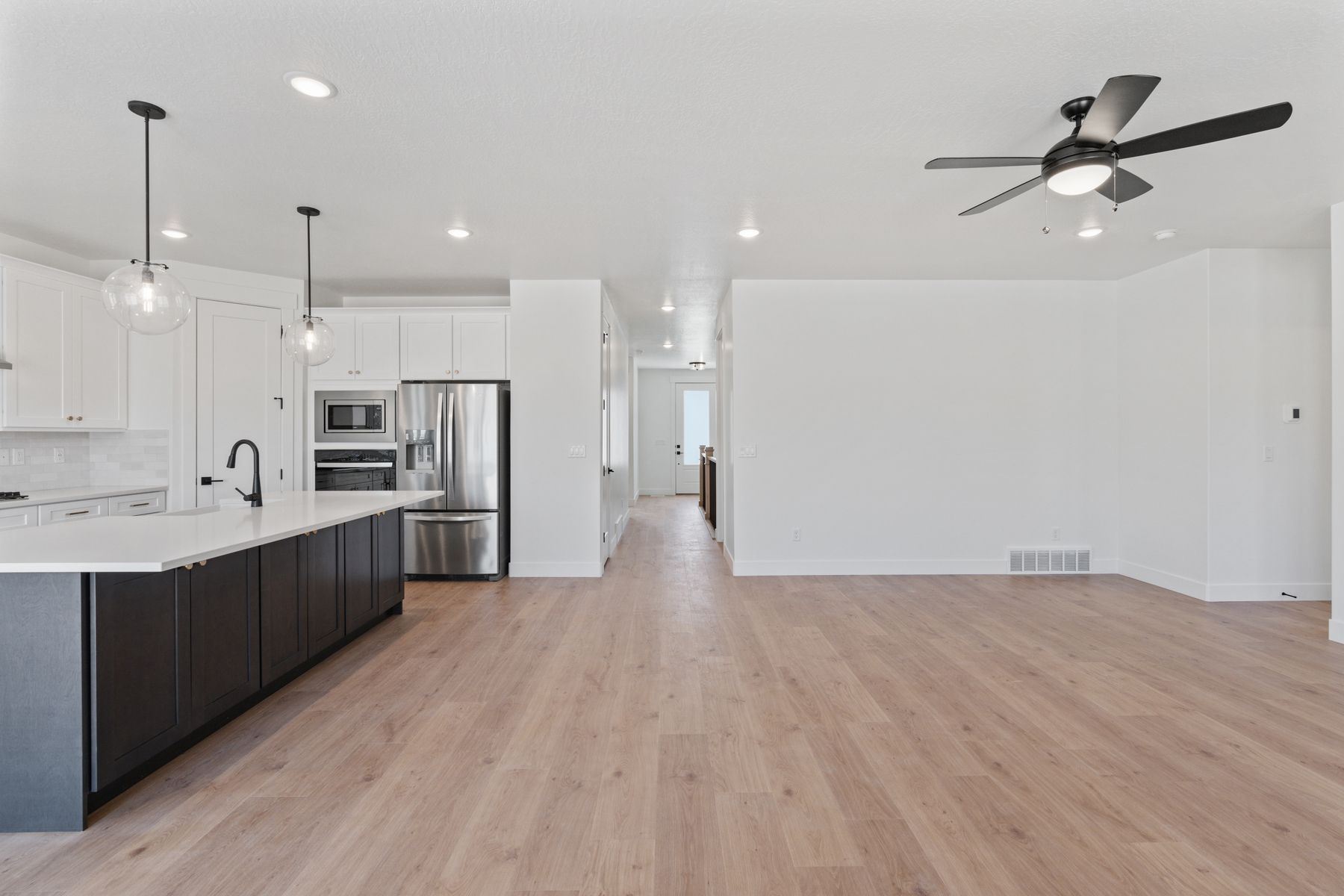 The family room sits right off of the kitchen and dining room. 