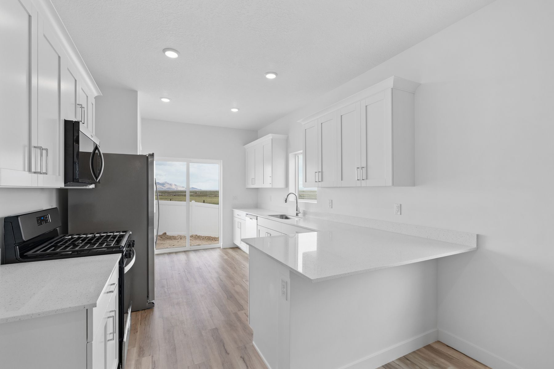 The kitchen has energy-efficient appliances.