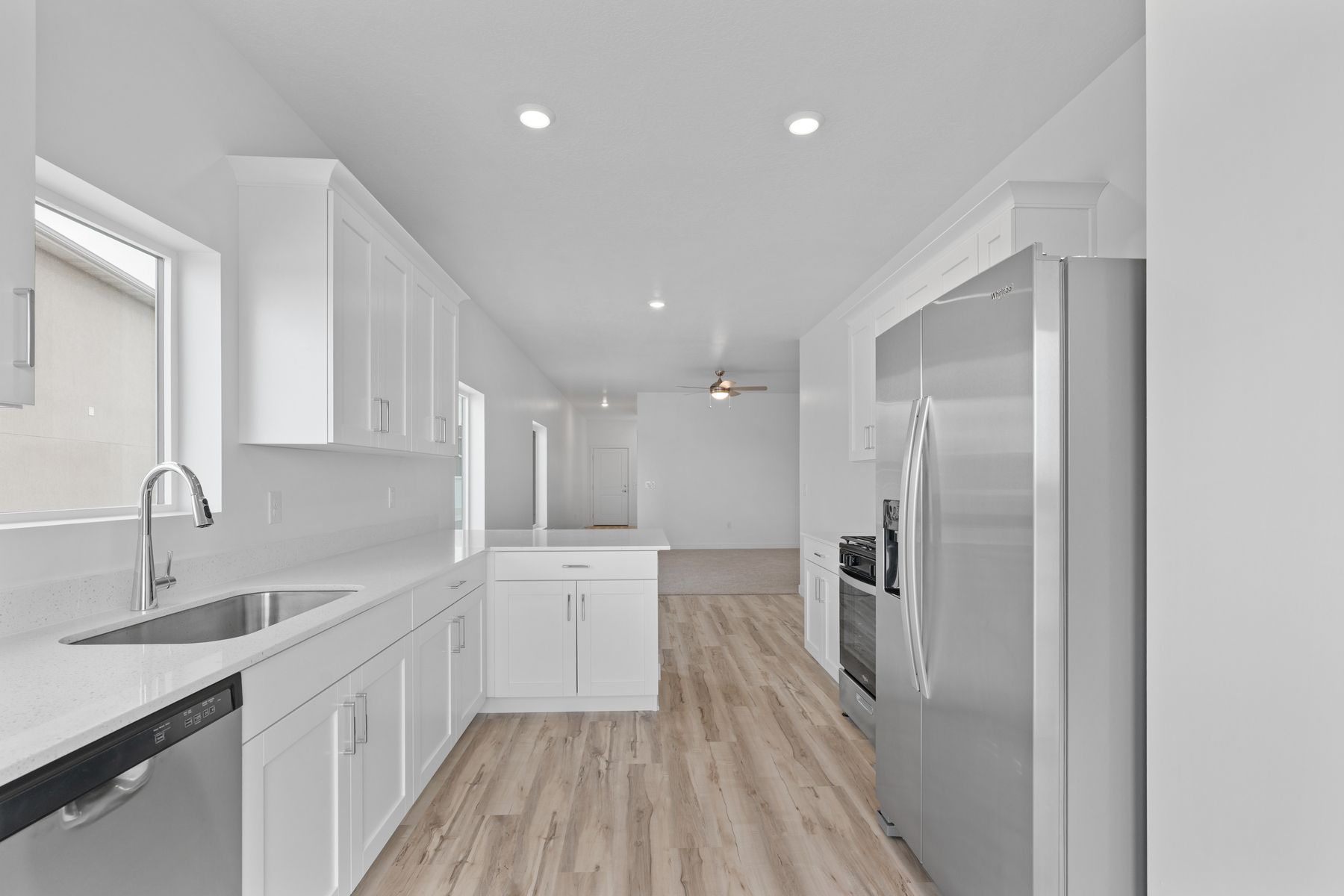 The dining room sits right off of the kitchen.