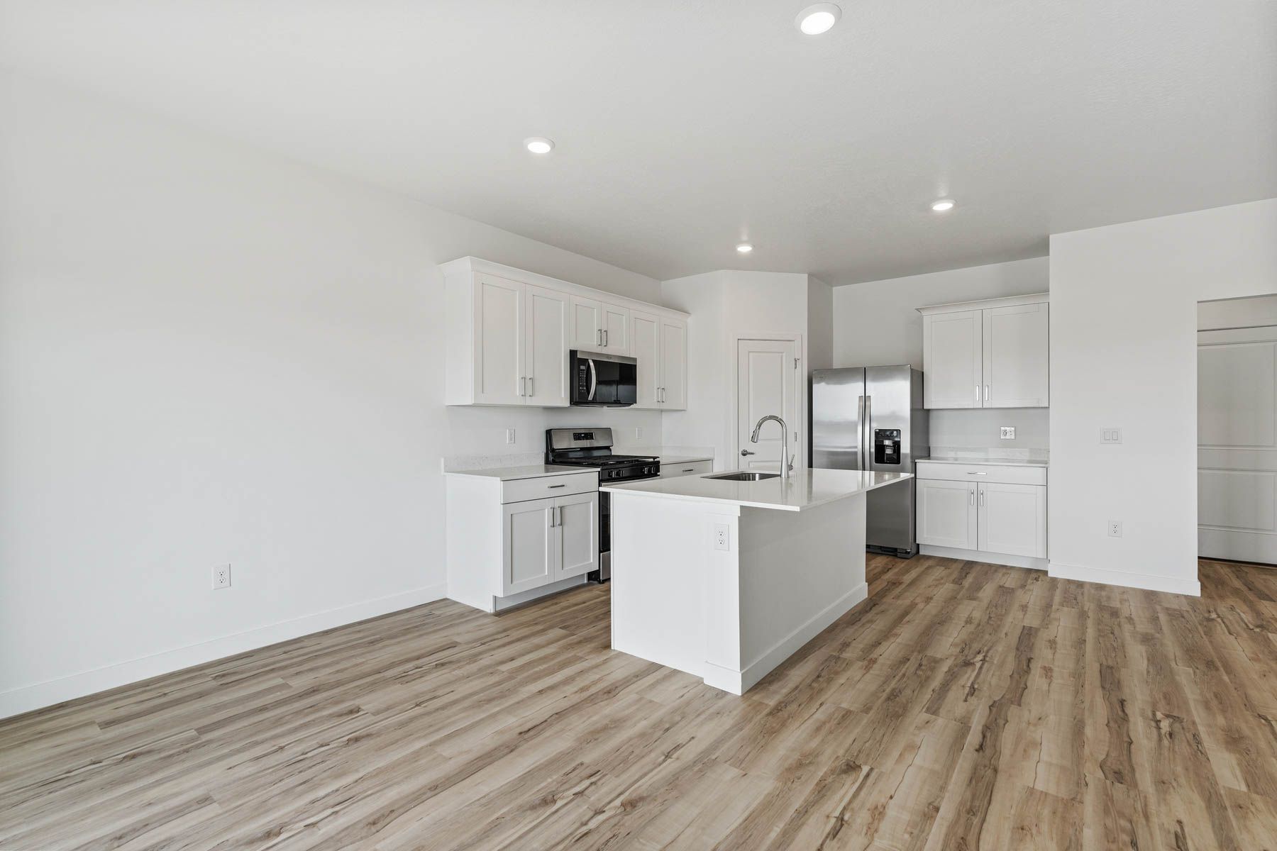 The dining room sits right off of the kitchen.