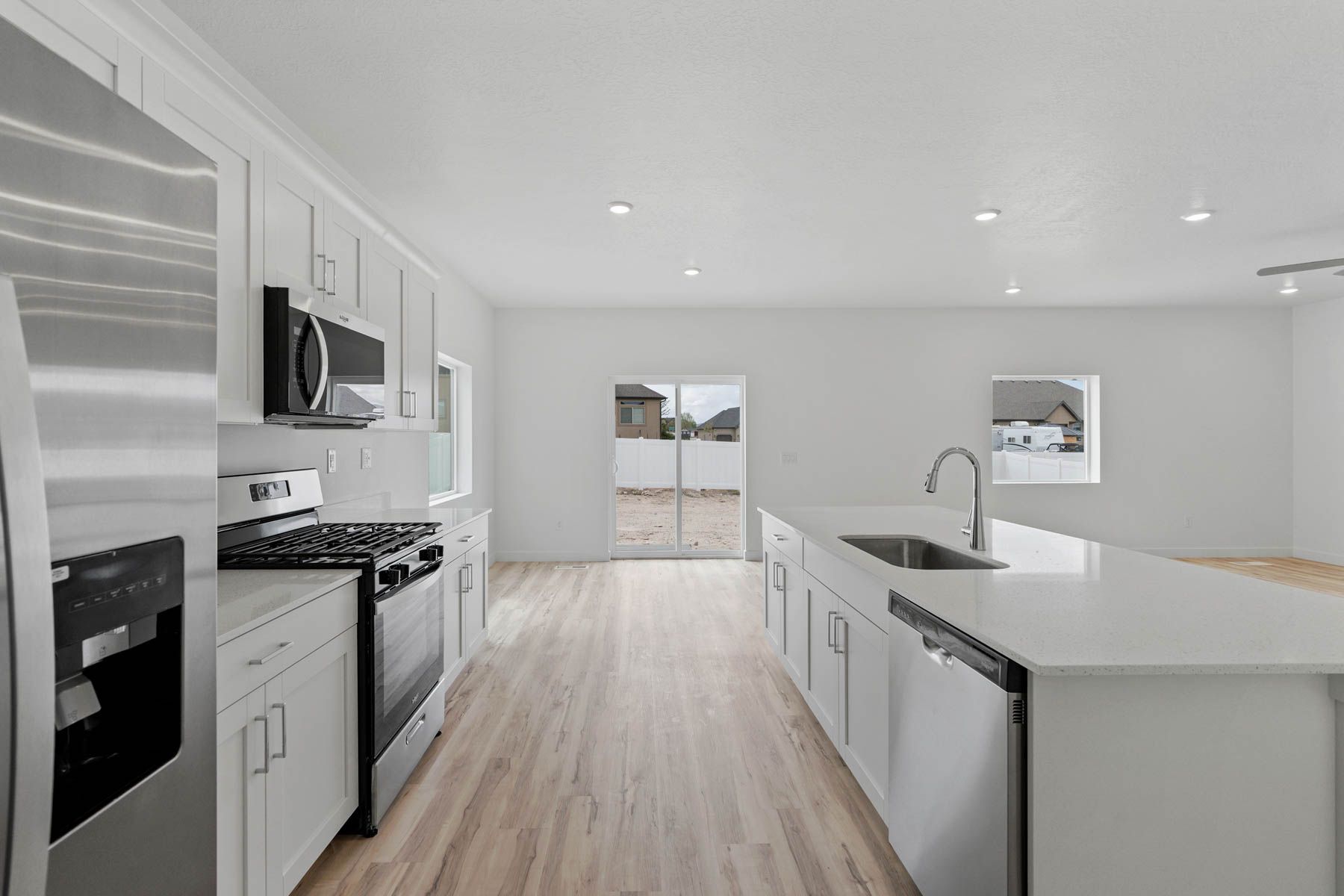 The dining room sits right off of the kitchen.