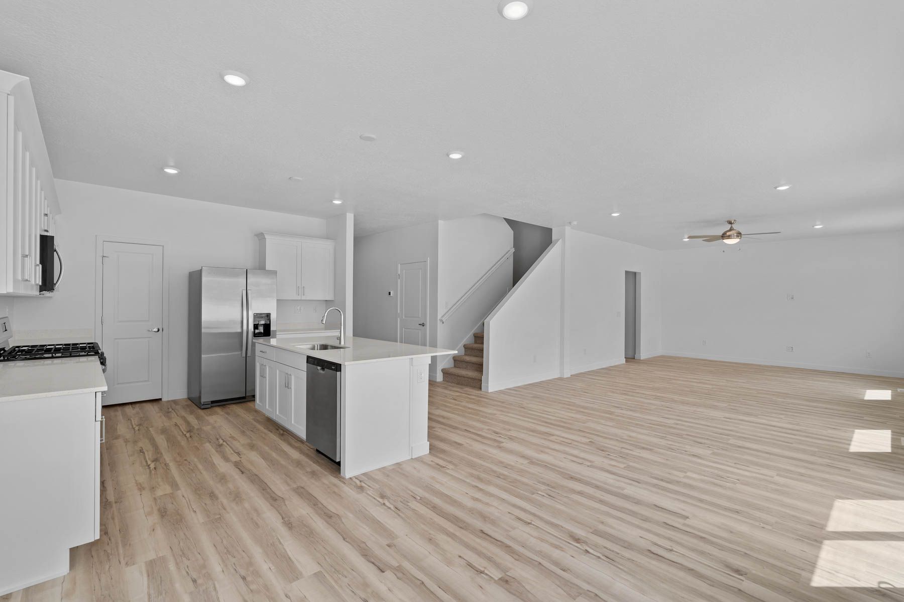 The dining room sits right off of the kitchen.