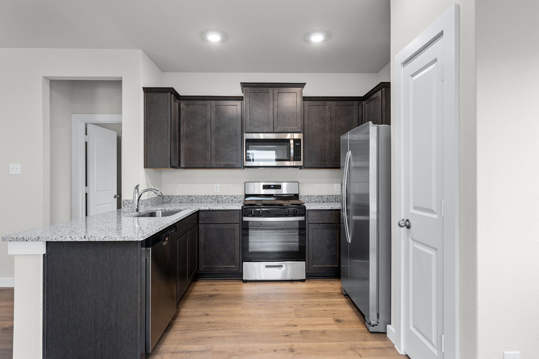 The kitchen has energy-efficient appliances.