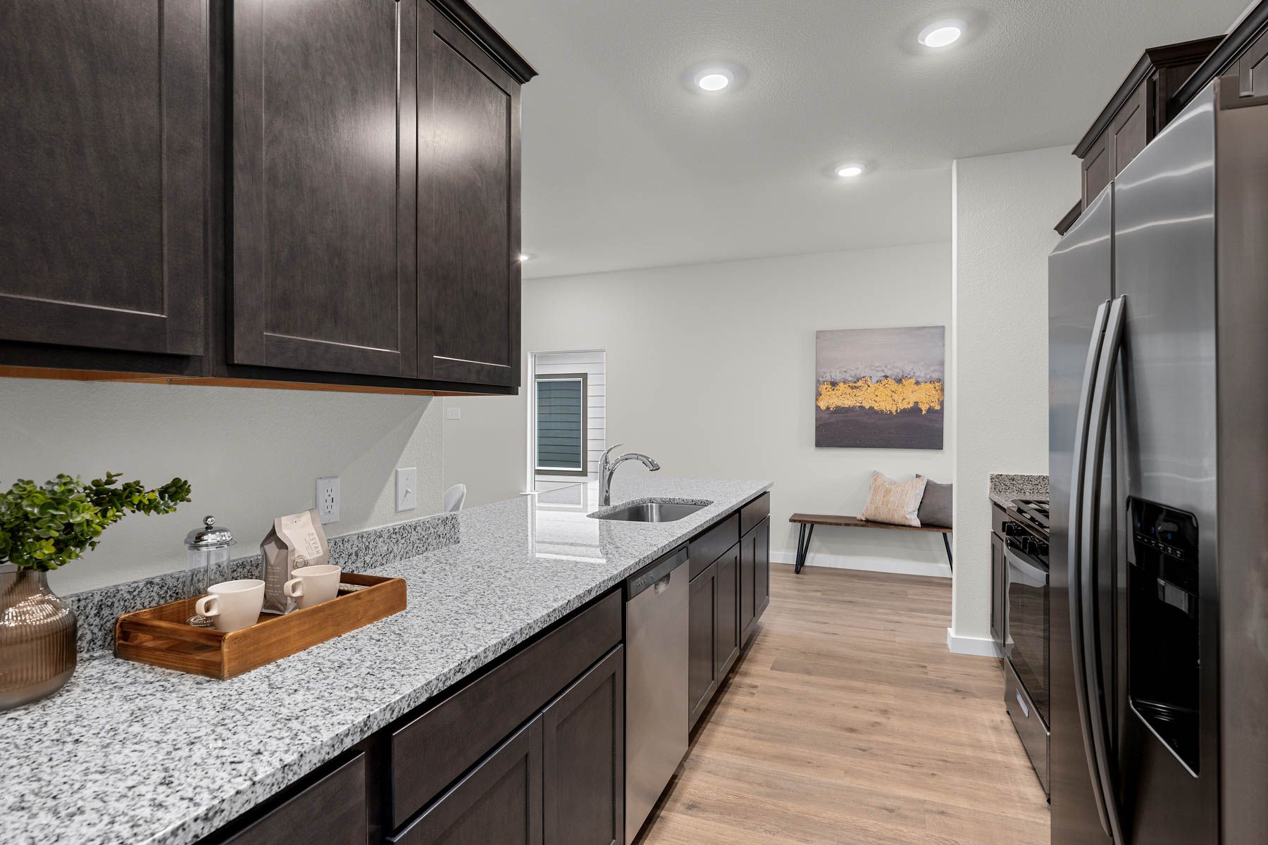 The kitchen has energy-efficient appliances.