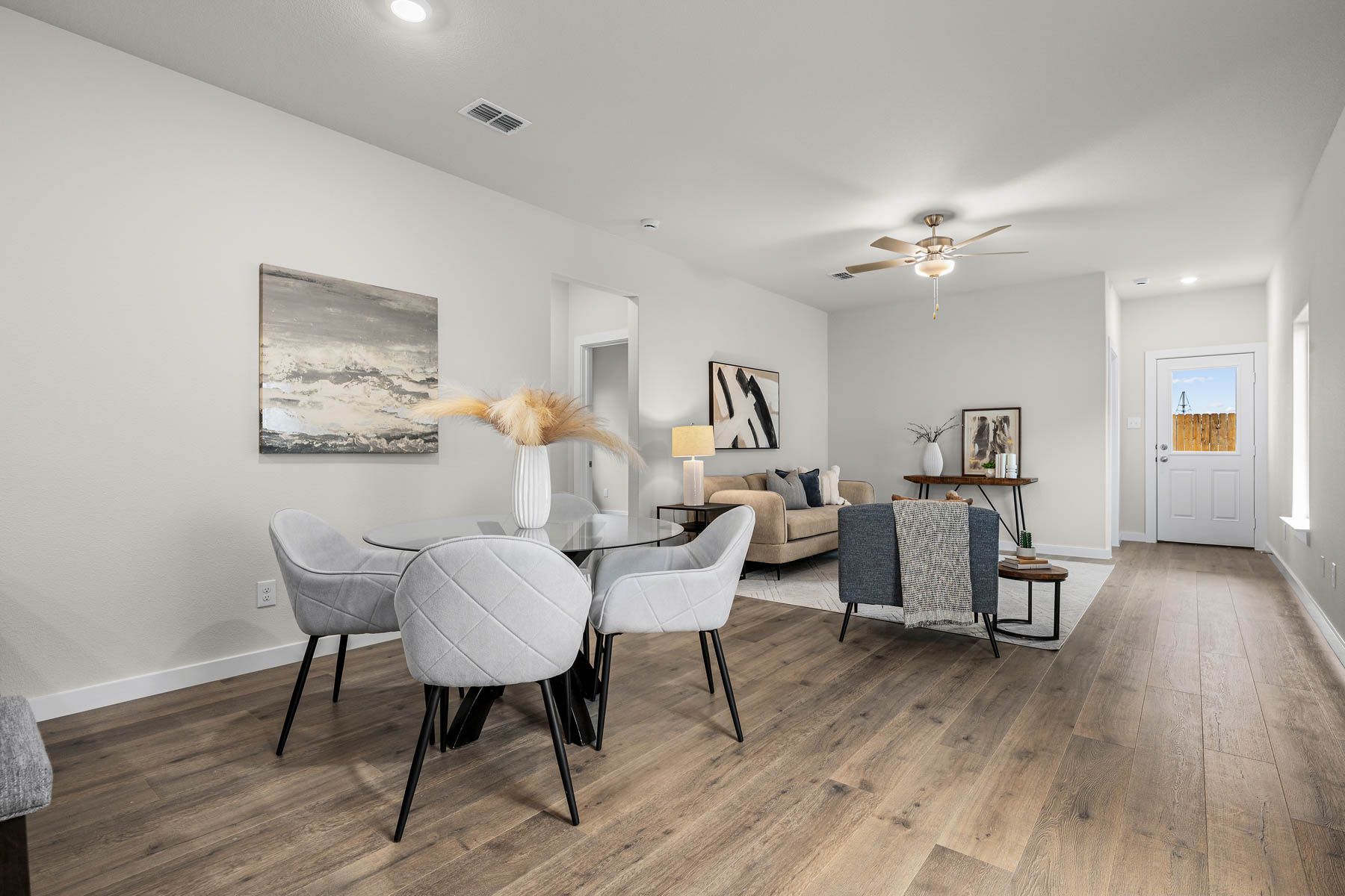 The living room sits right off the dining room. 