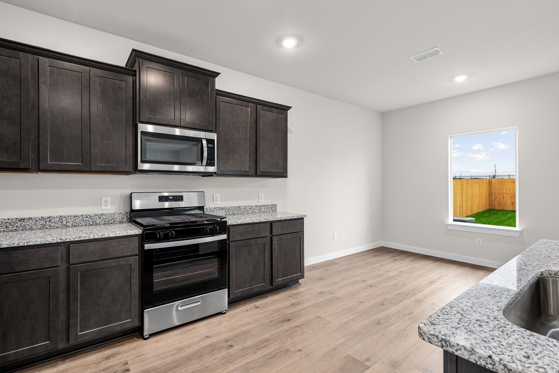 The dining room sits right off of the kitchen.