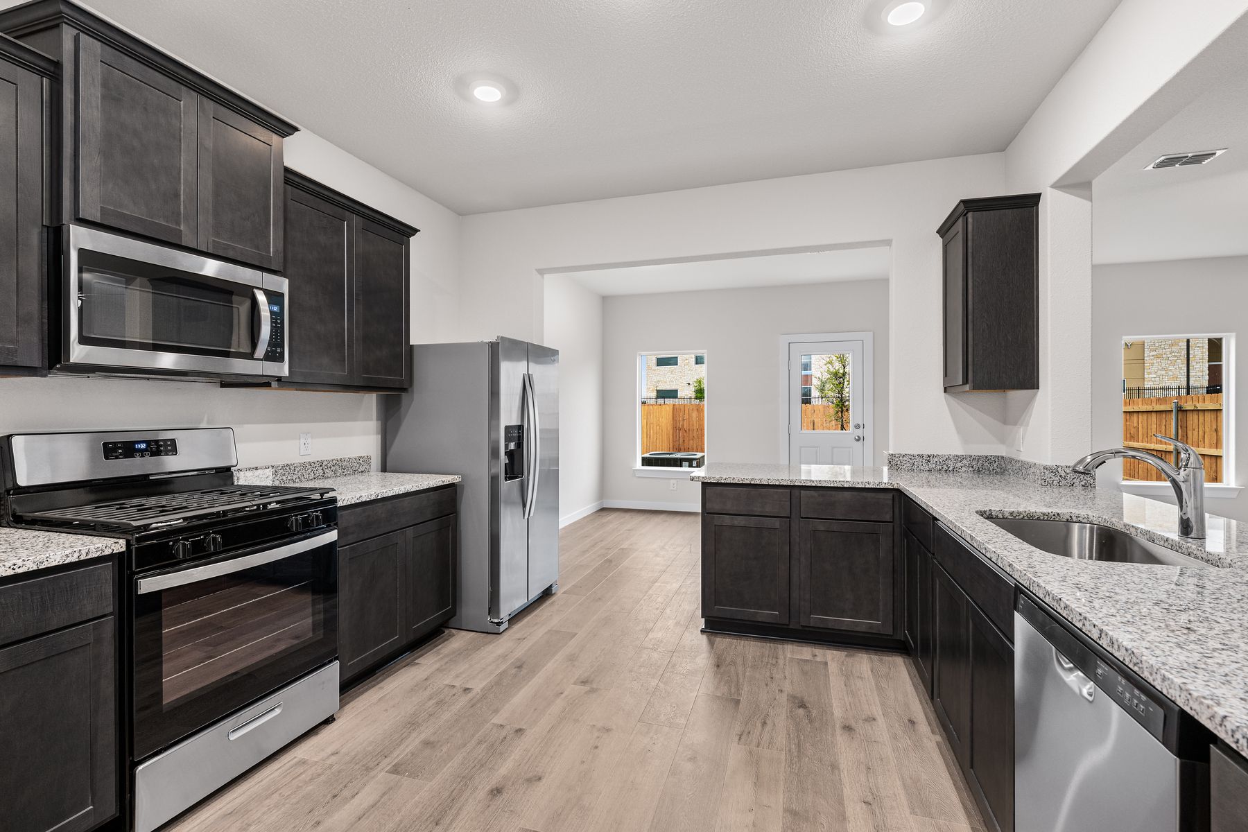 The kitchen has energy-efficient appliances.