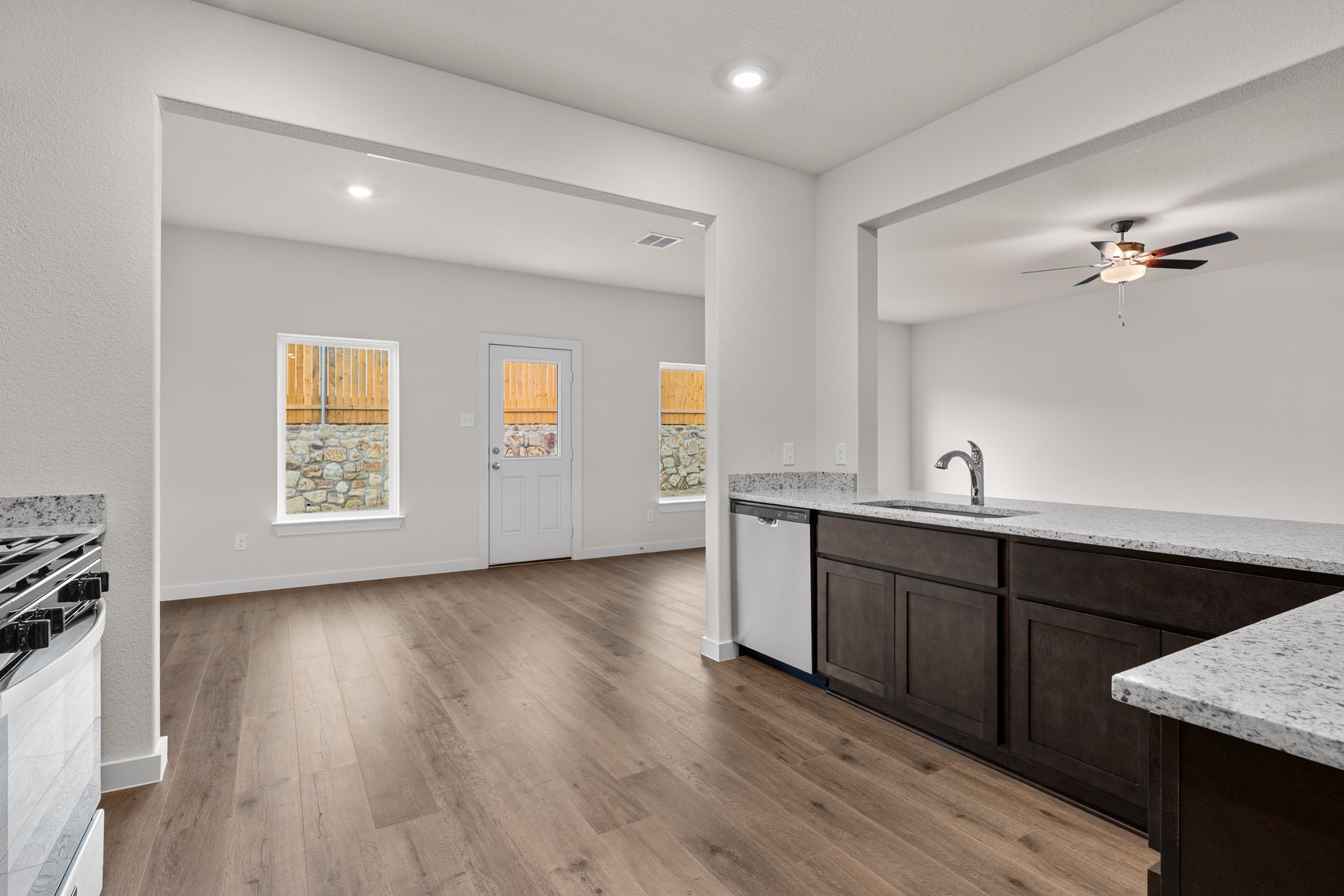 The dining room sits right off of the kitchen. 