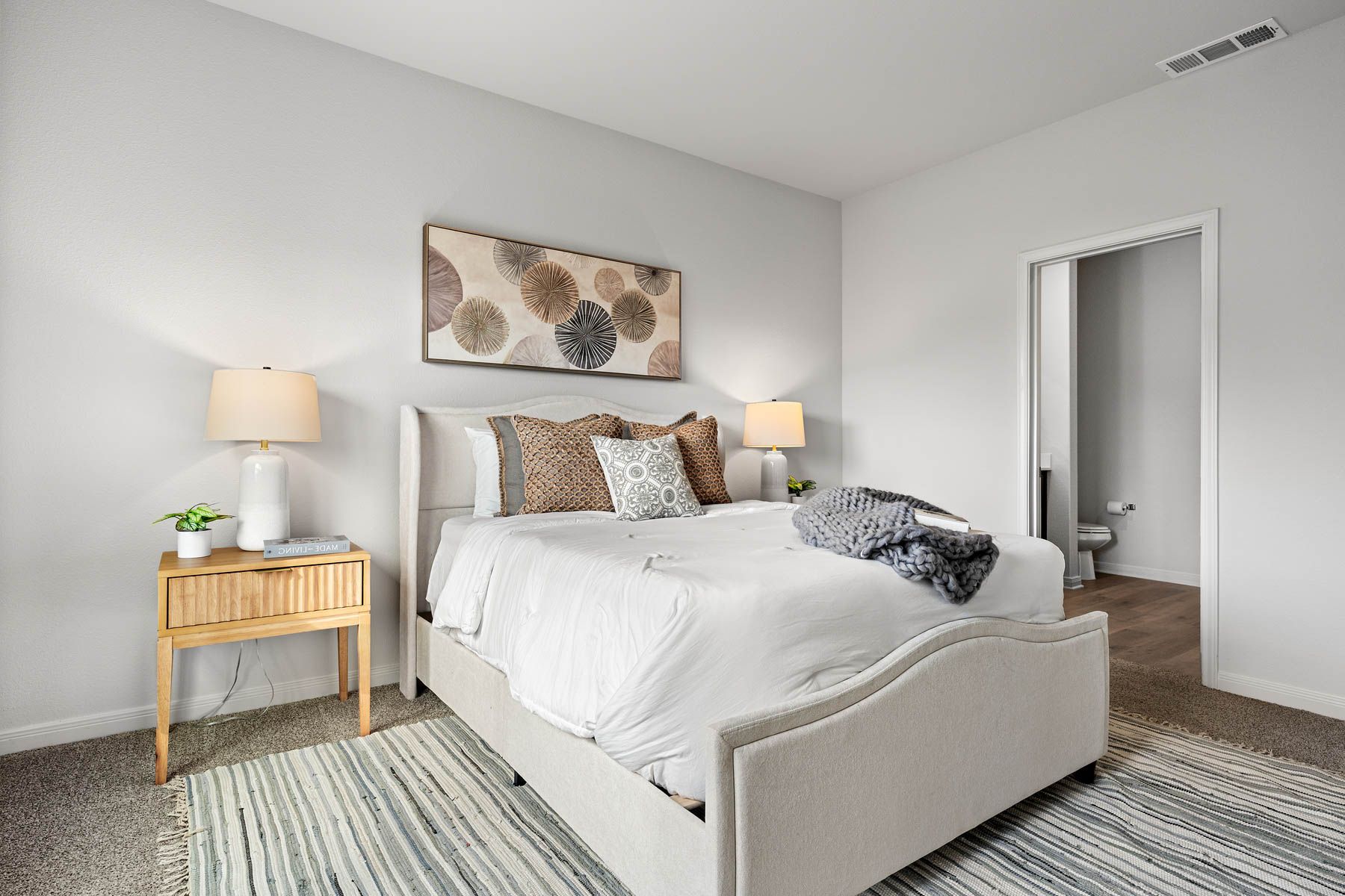 The master bedroom is peaceful.