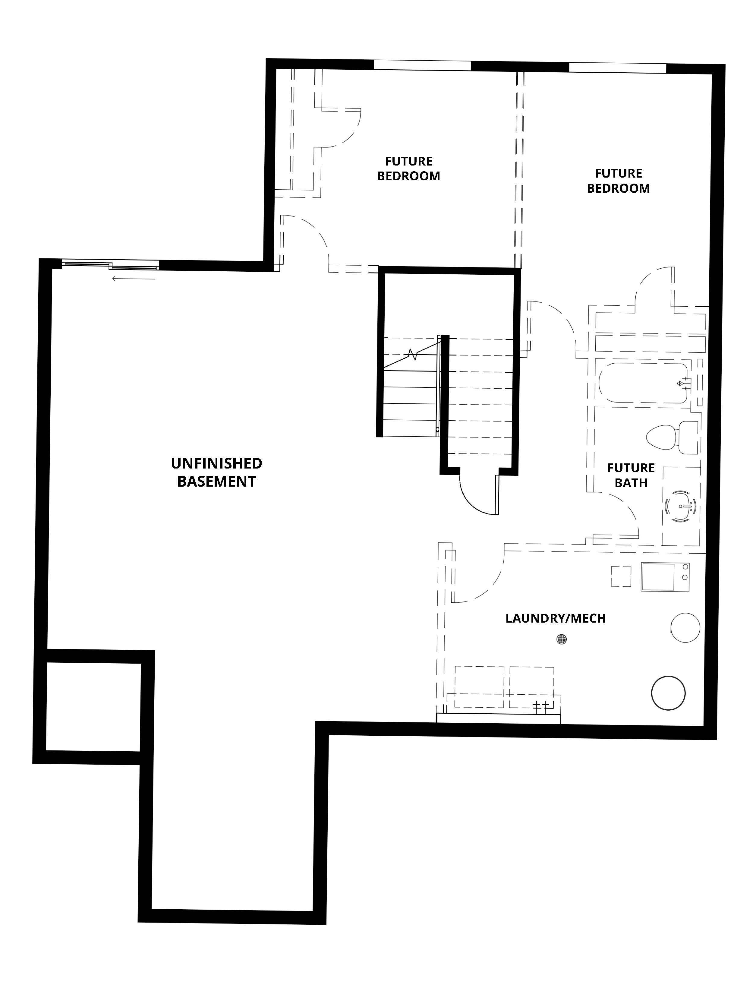 There is an unfinished basement.