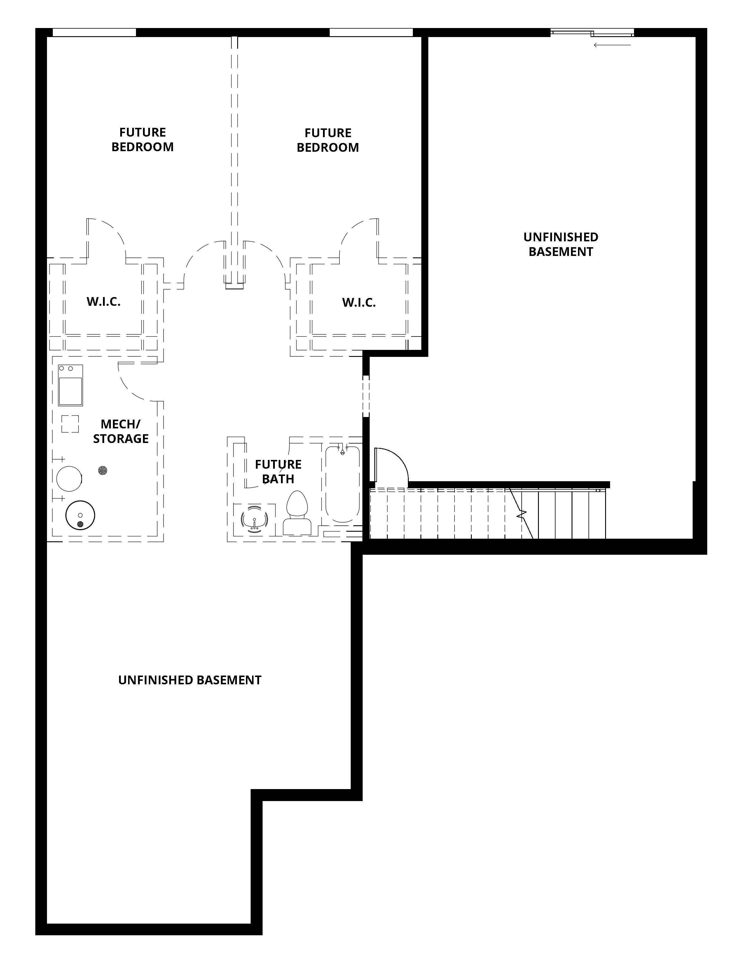 There is an unfinished basement.