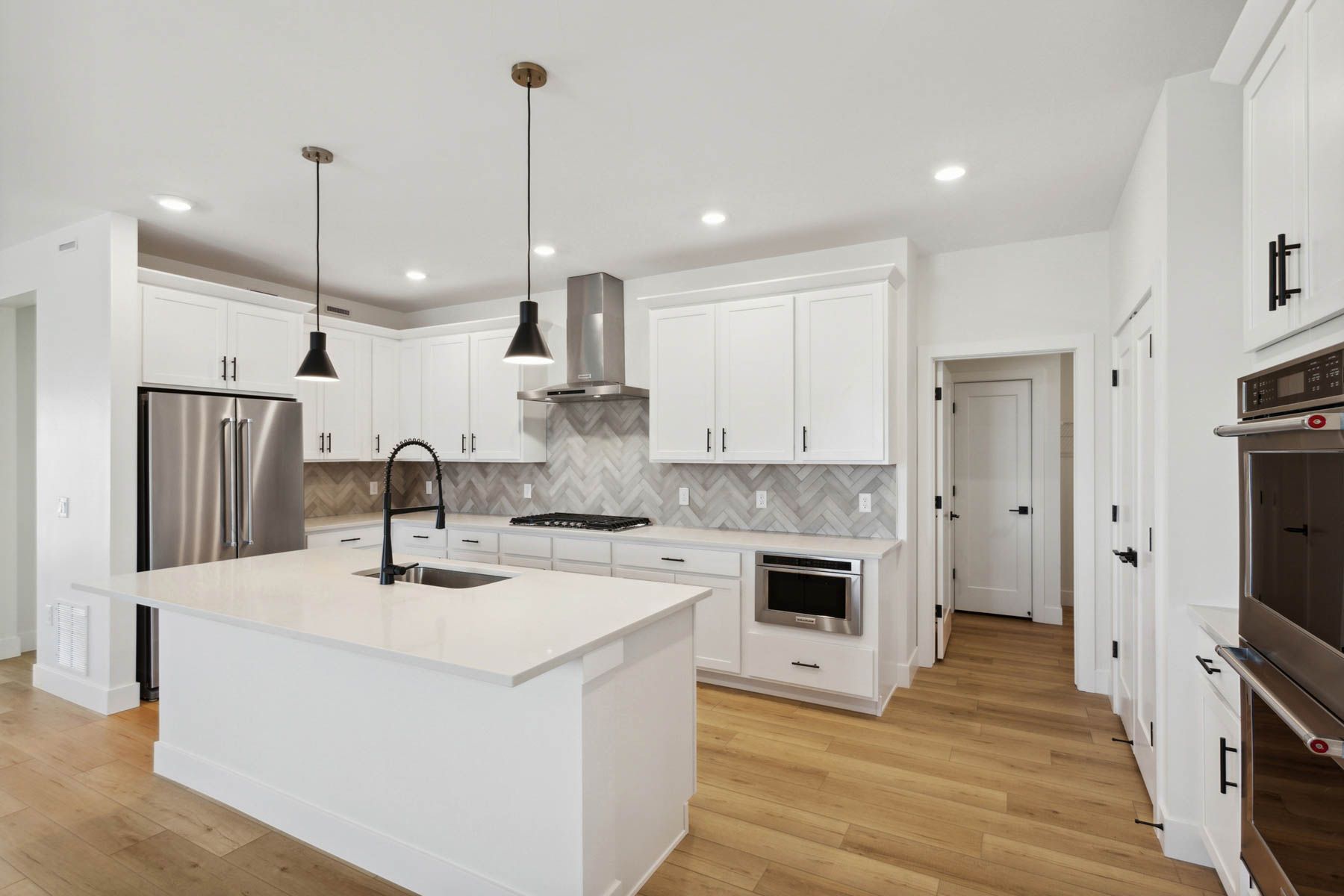 The kitchen has a convenient island.