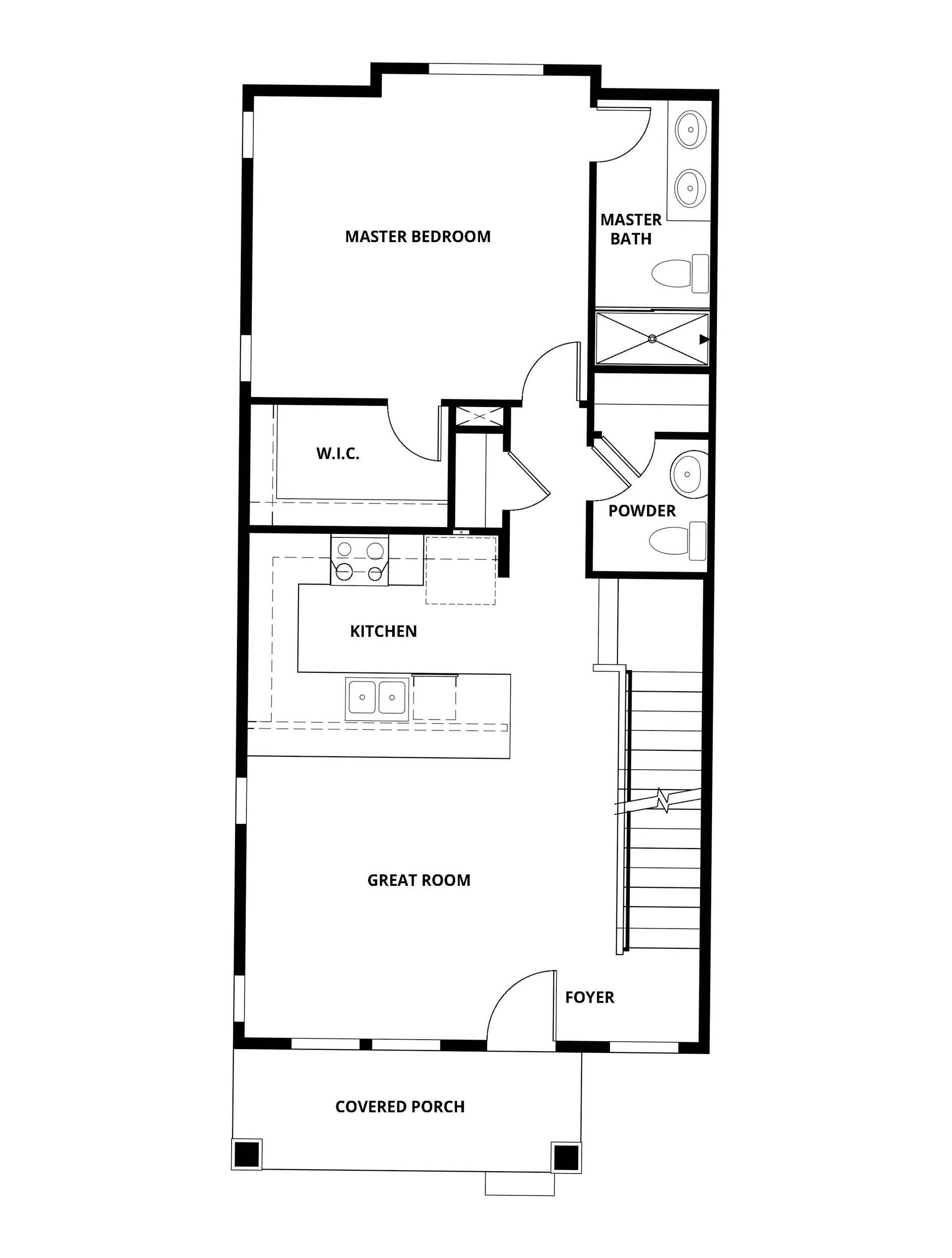 The second floor of the Opal has the kitchen and family room.