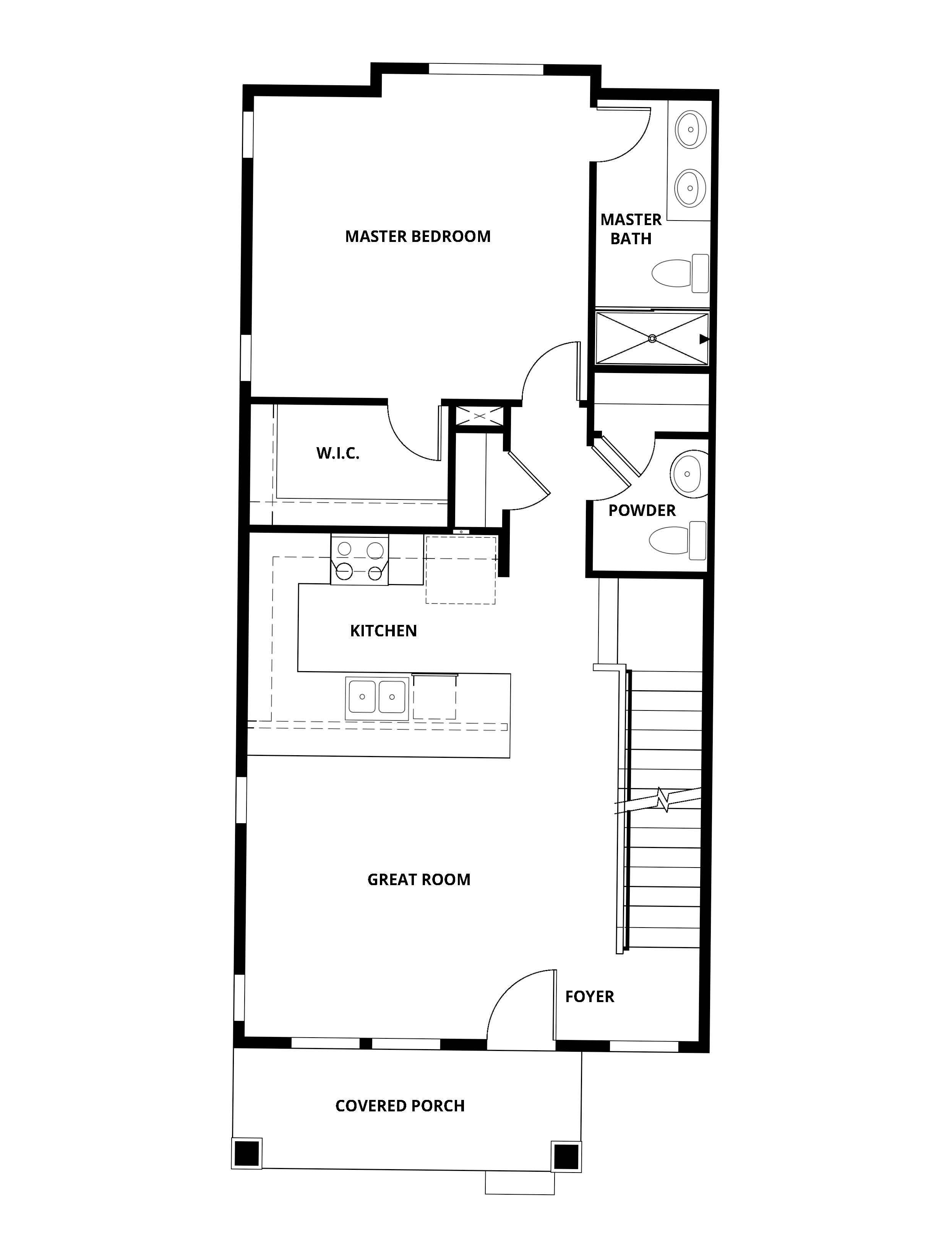 The second floor of the Opal has the kitchen and family room.