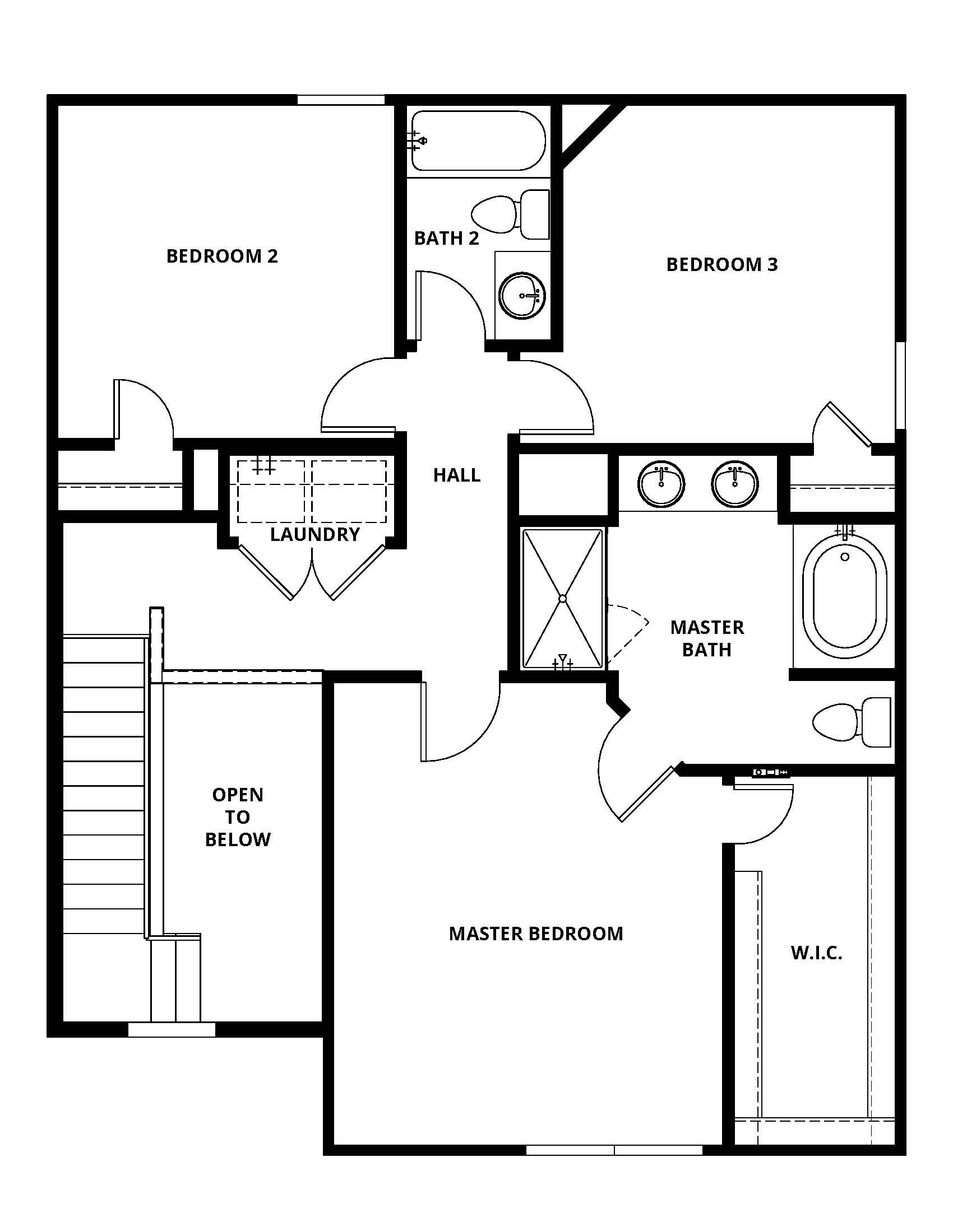 The second floor has all three bedrooms and two full bathrooms. 