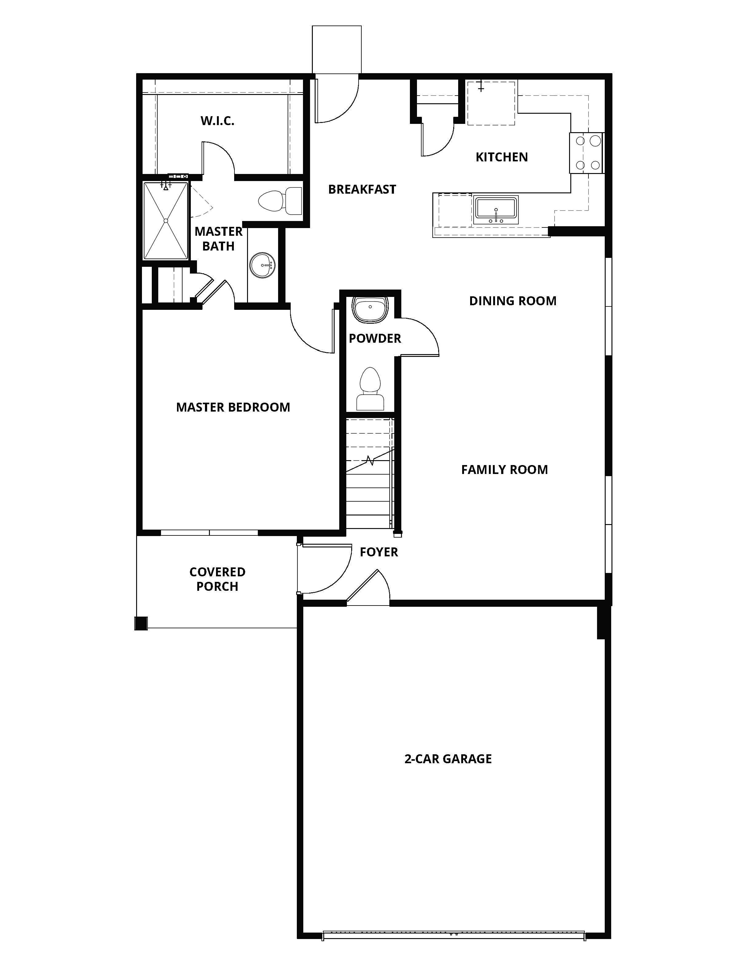 The first floor of the Primrose has a wonderful open-concept layout. 