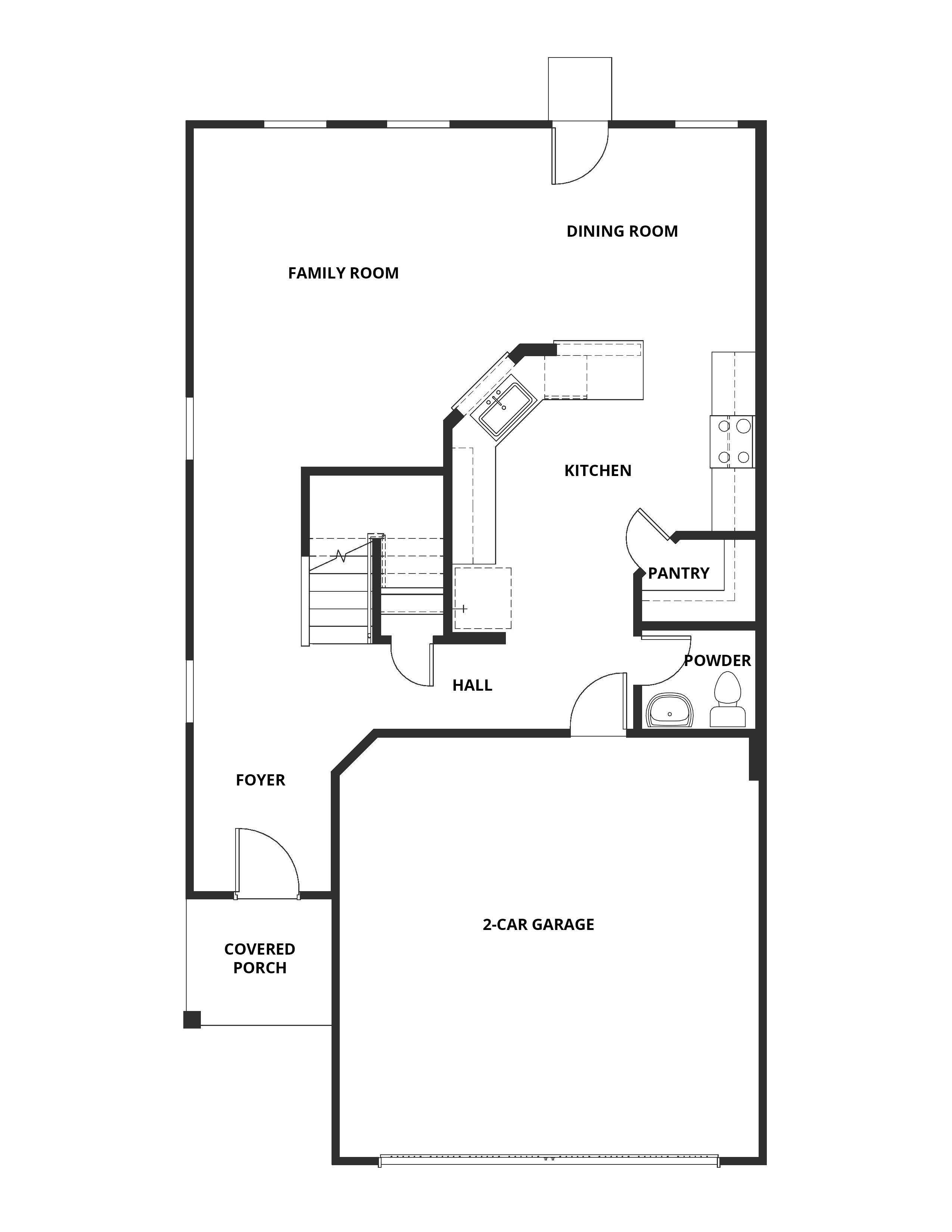 The first floor of the Jade has an open-concept layout.