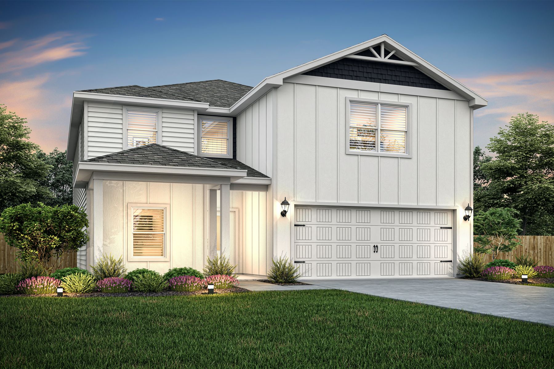 Rendering of the two-story Cottonwood plan with a siding exterior.