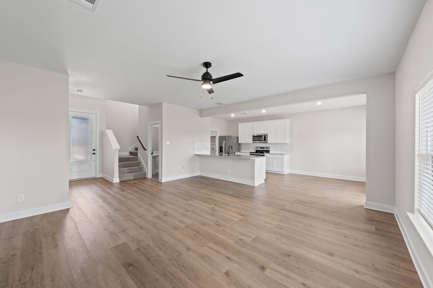 The family room is spacious. 
