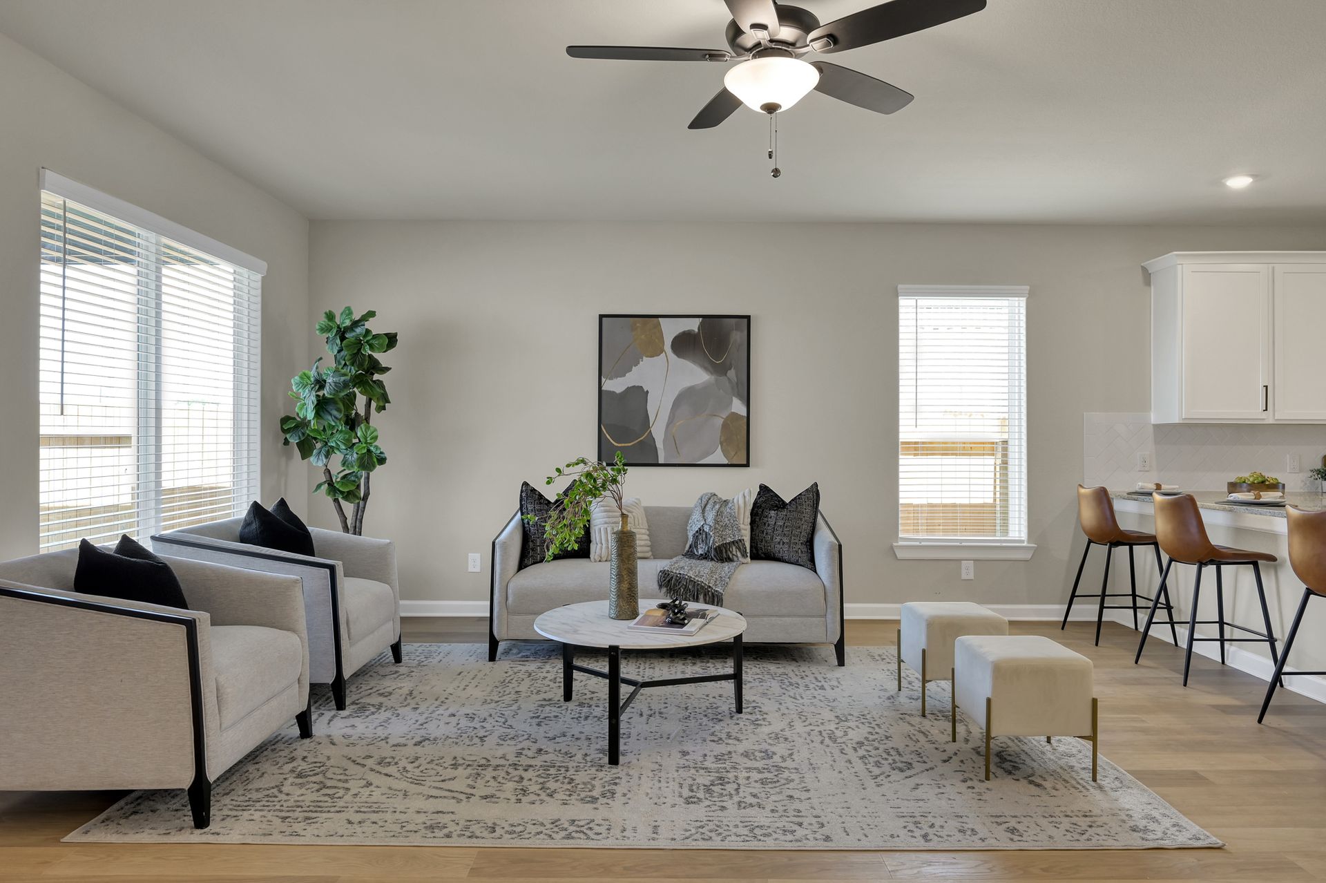A spacious living room designed for relaxing and gathering.