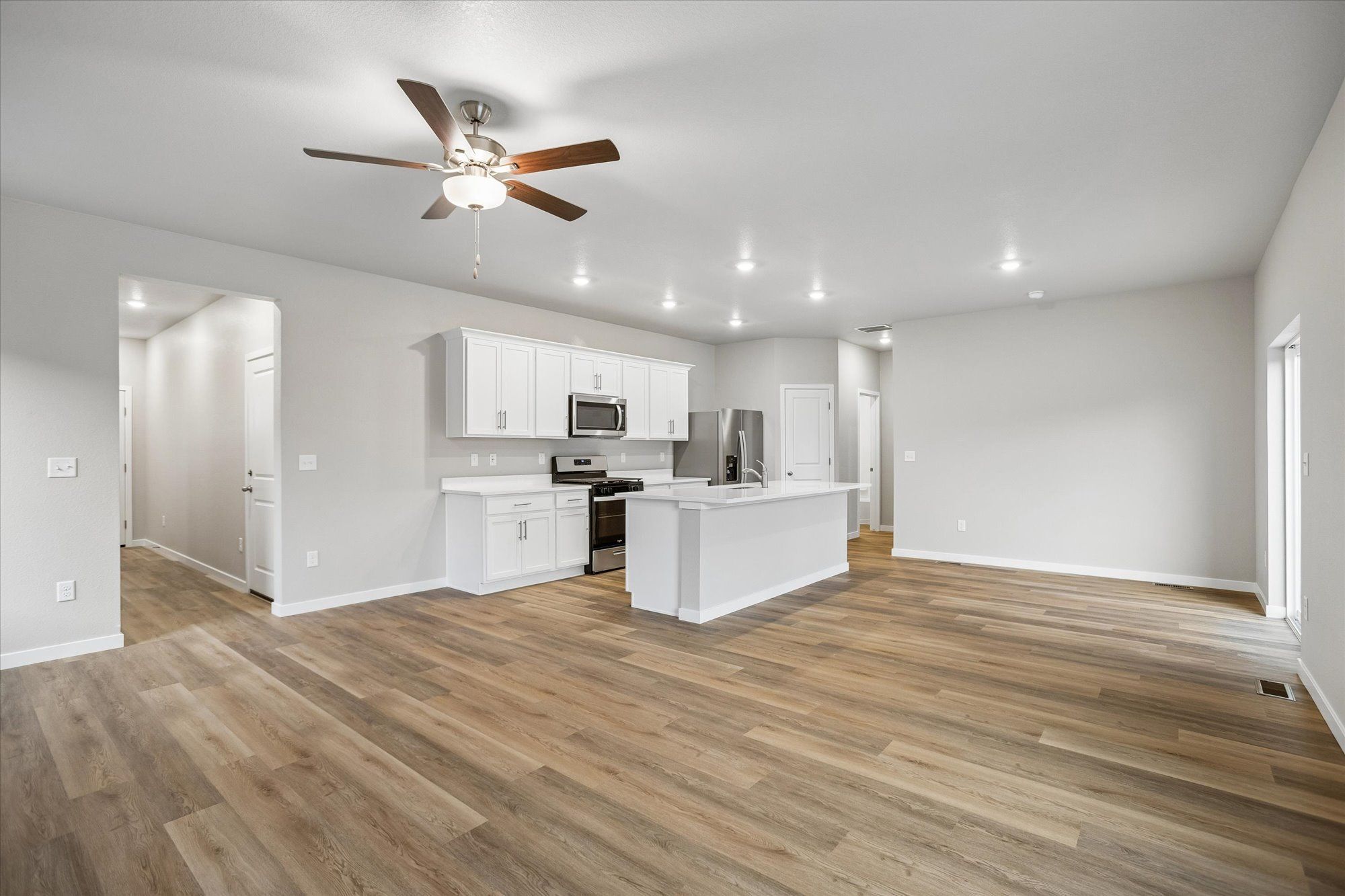 The Trinidad is a chef-ready kitchen and opens up to the living room.