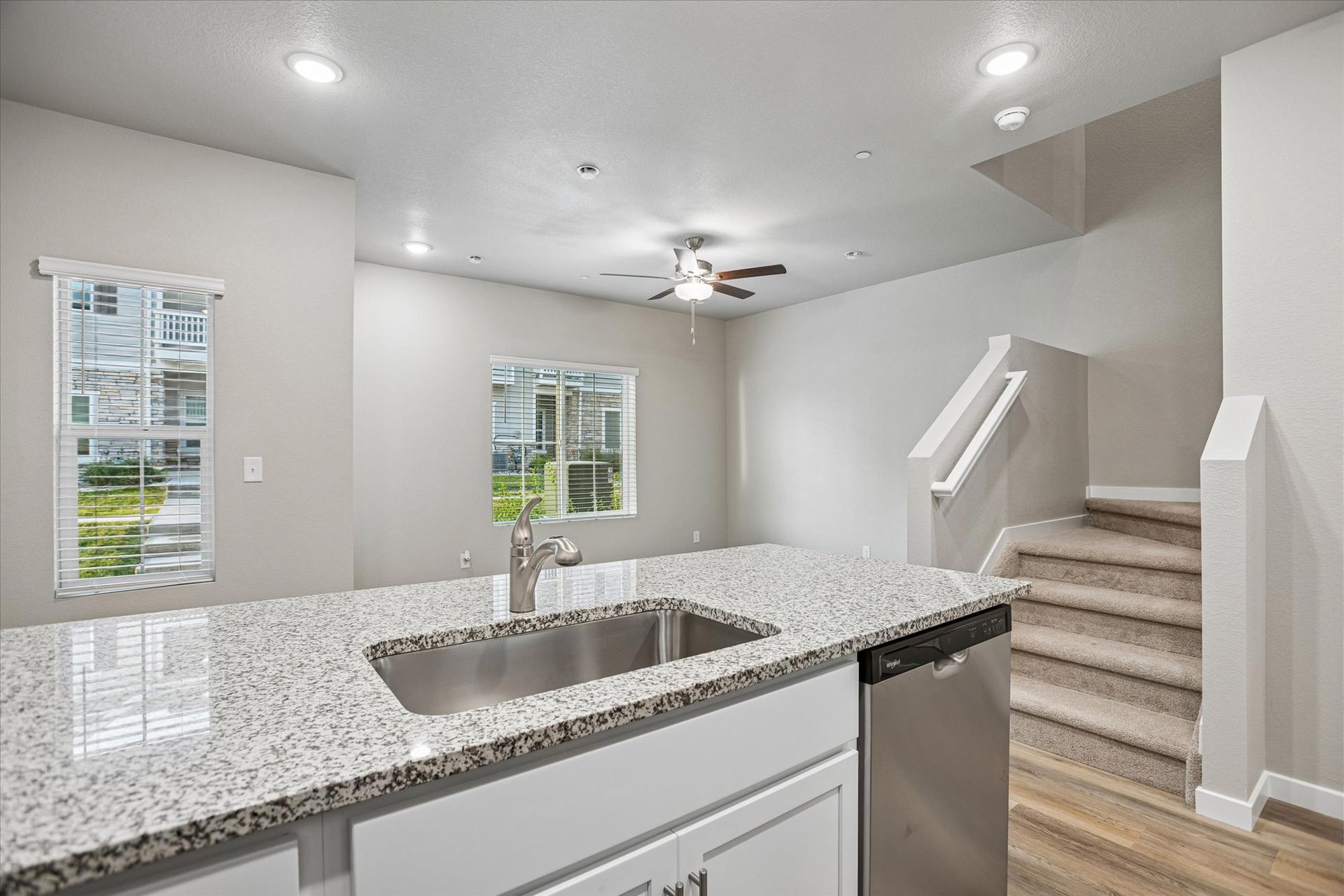 The chef-ready kitchen lets in a lot of natural light.