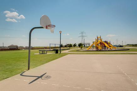 The community park features a basketball court!