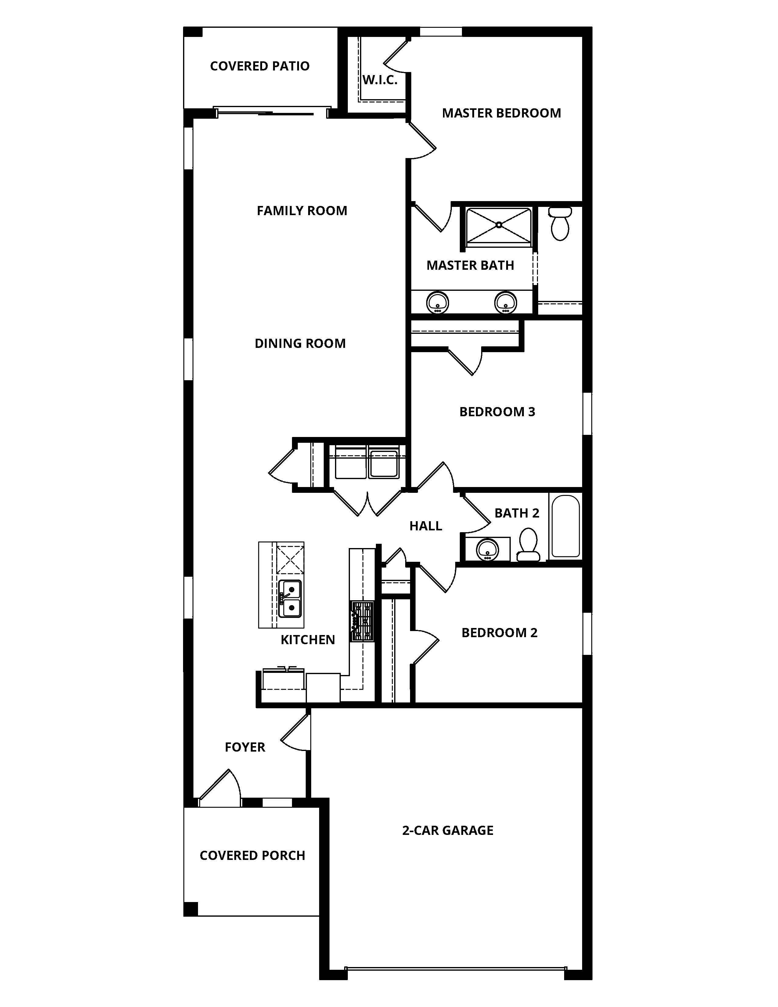 Open-concept floor plan with spacious bedrooms