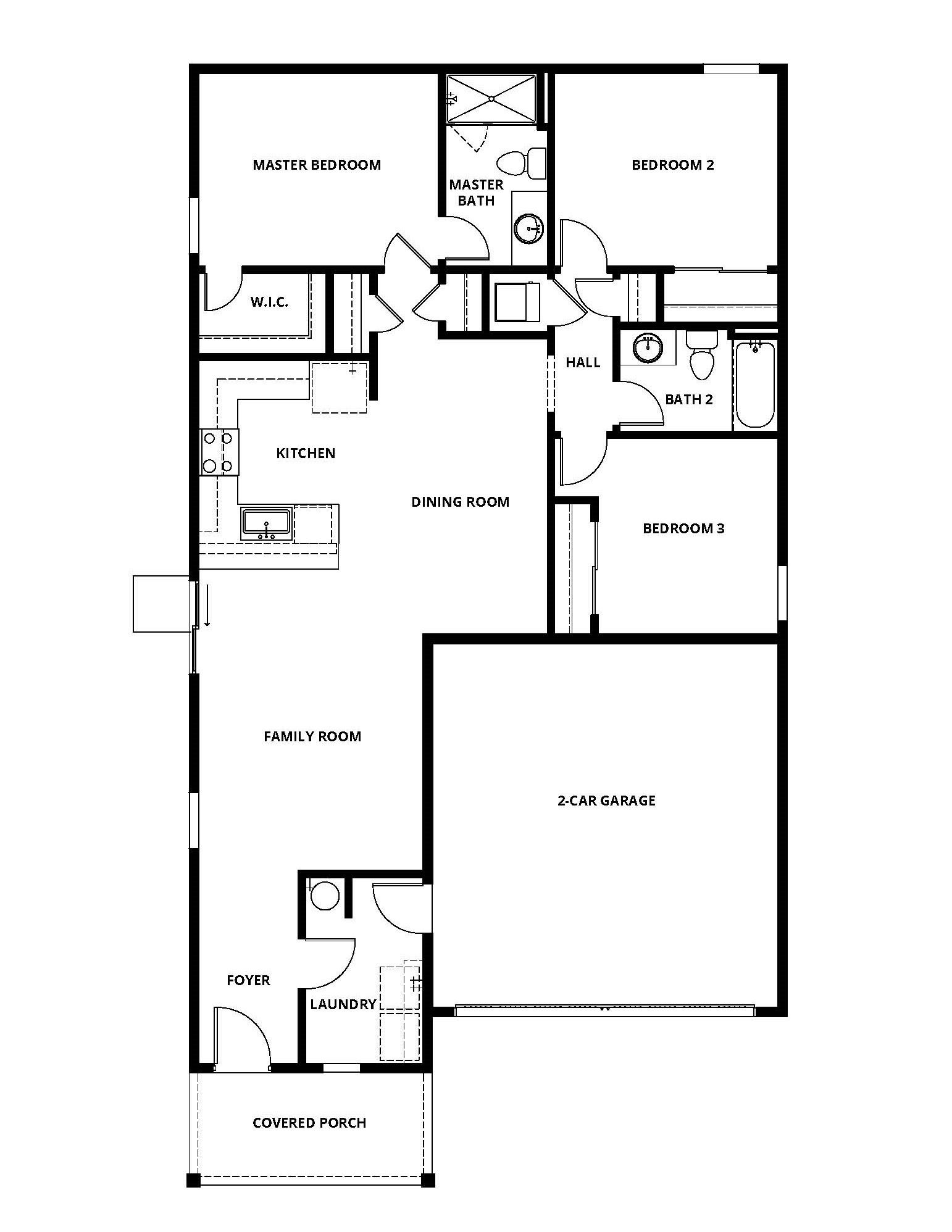 The Arkansas floor plan has three bedrooms, a chef ready kitchen and a spacious family room.