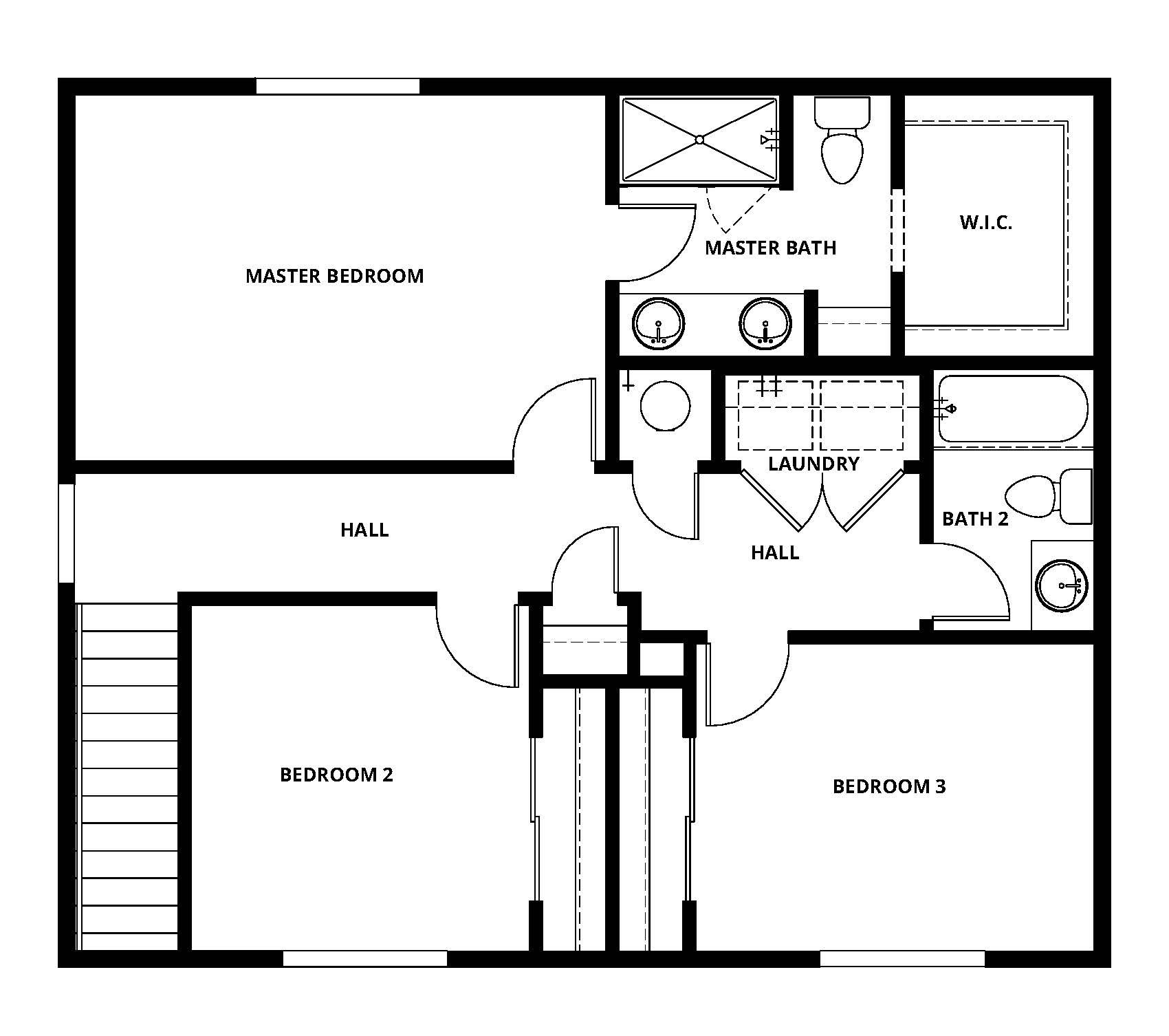 The second floor of the Laramie has the bedrooms.