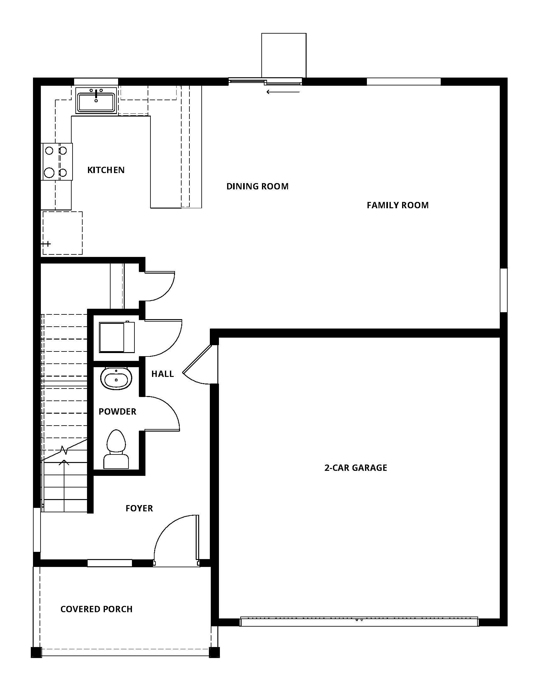 The first floor of the Laramie has the chef ready kitchen and spacious family room.