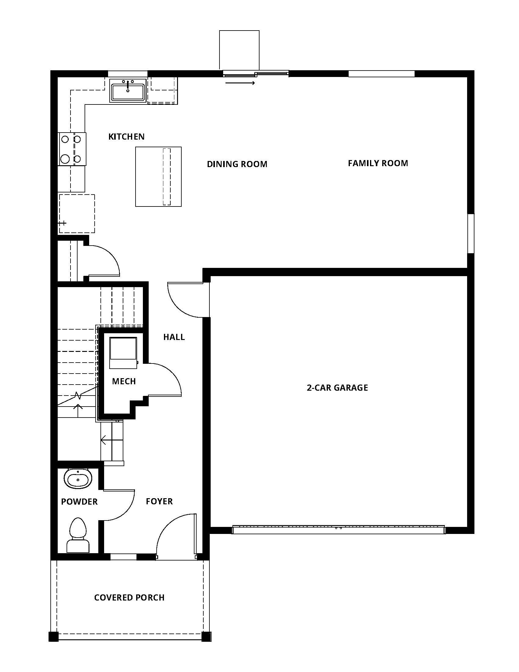 The first floor of the Rio Grande has the chef ready kitchen and spacious family room.