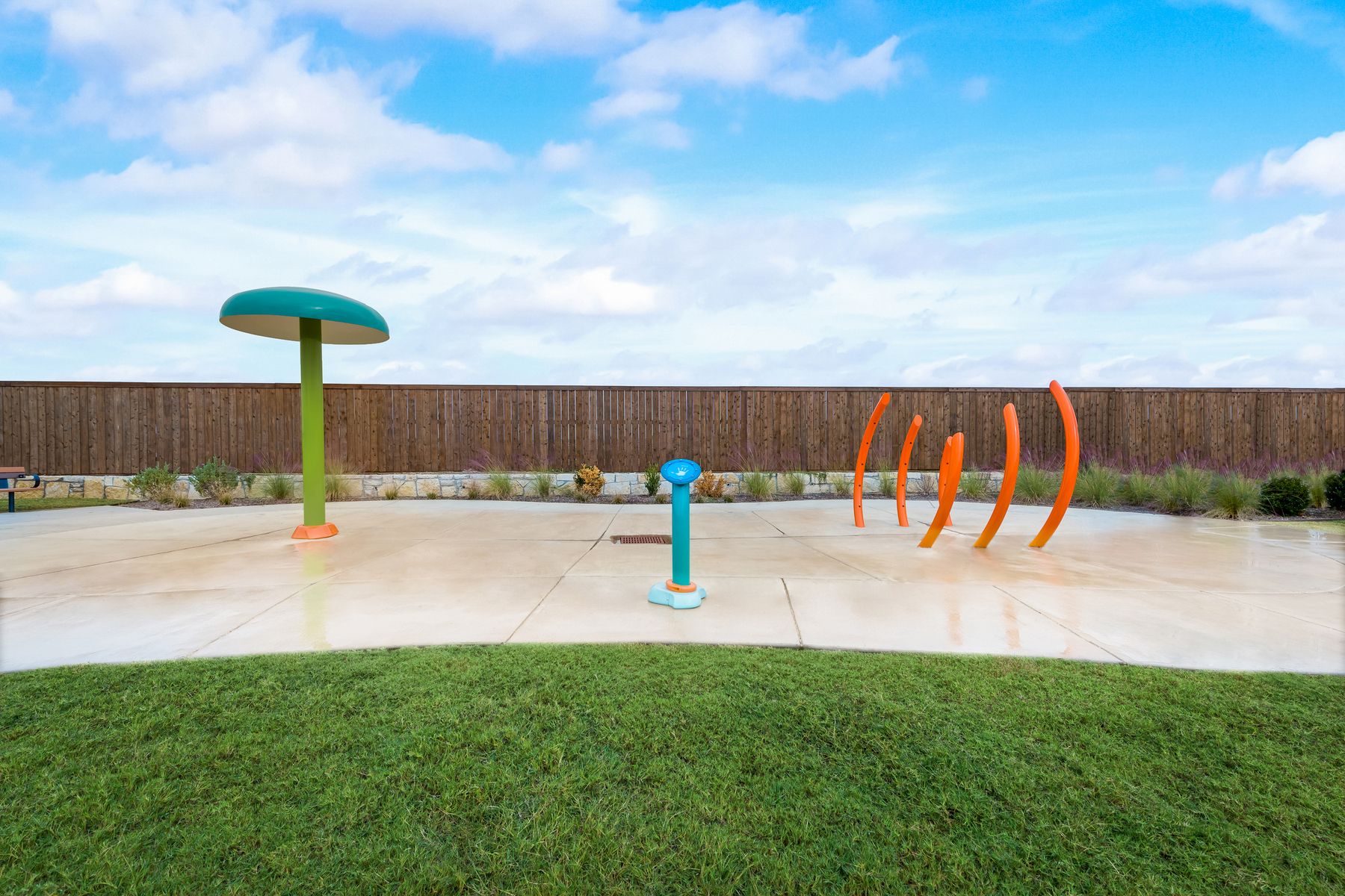 The splash pad at Shaw Creek Ranch is ready for fun!